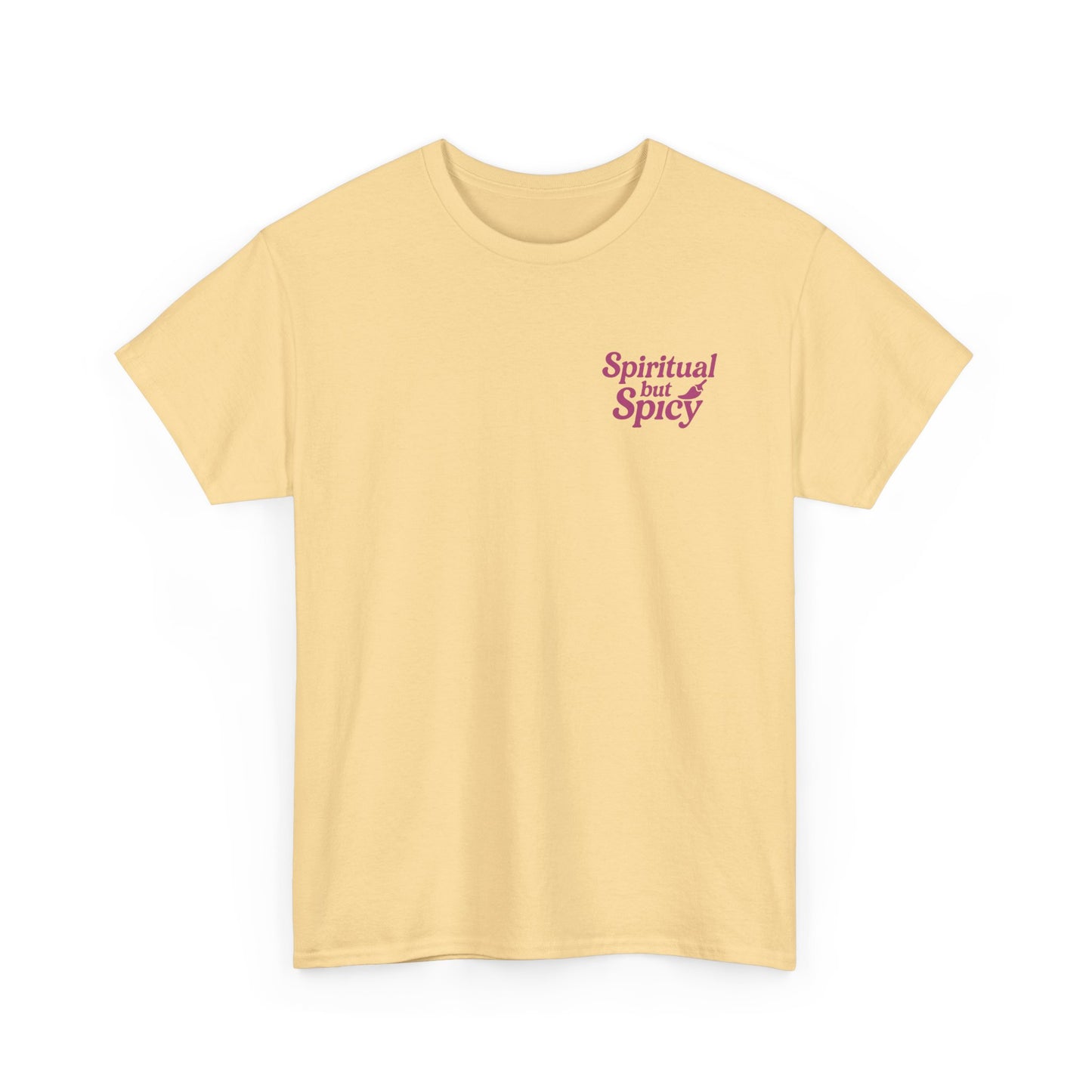 Spiritual but Spicy Unisex T-Shirt – Retro Mini Slogan Tee, Vintage Inspired Graphic Top, Feminine Statement Shirt - Madame Soulière