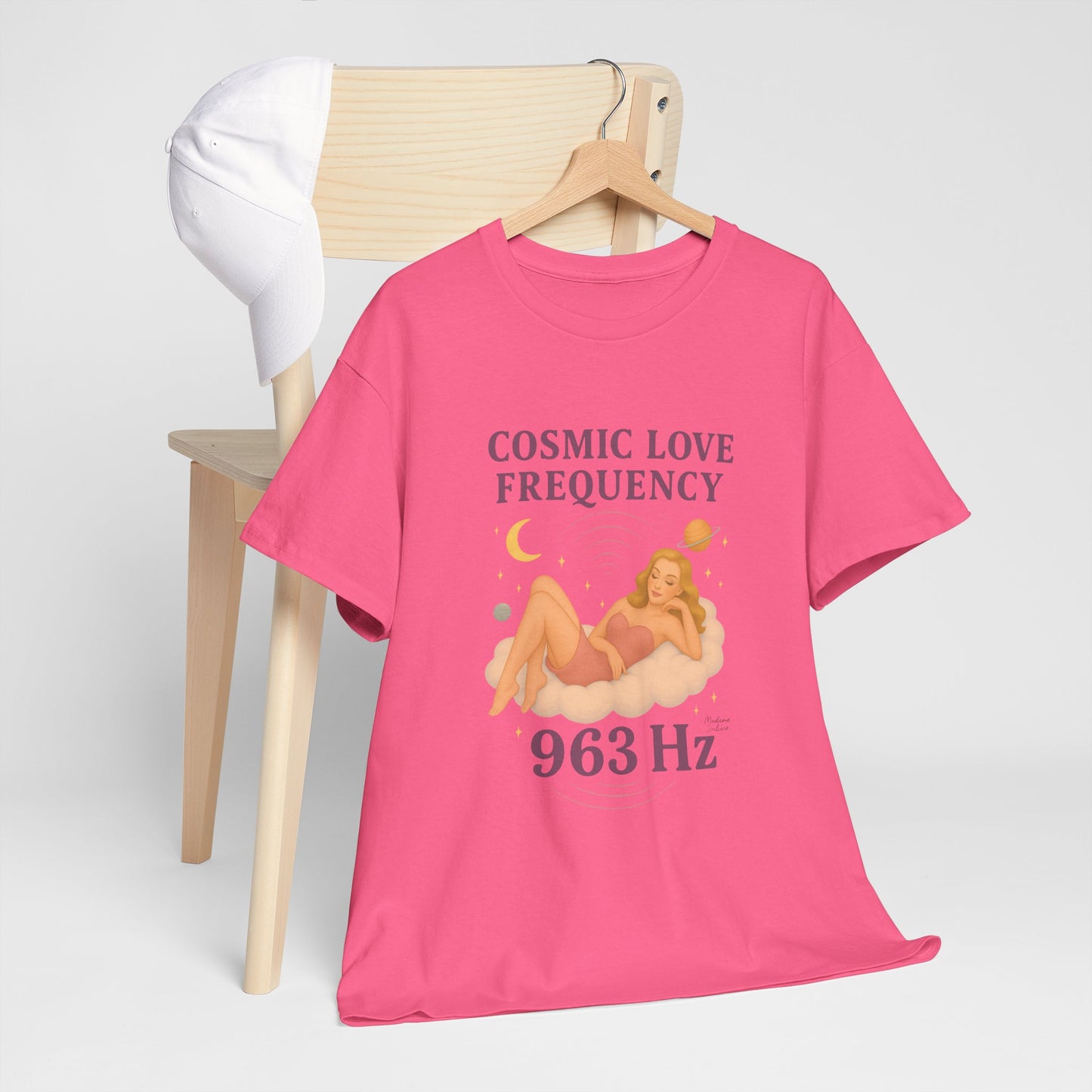 Cosmic Love Frequency 963 Hz Unisex T-Shirt – Retro Vintage Spiritual Graphic Tee, Angel Number Vibes, Feminine Pin Up Inspired Top - Madame Soulière