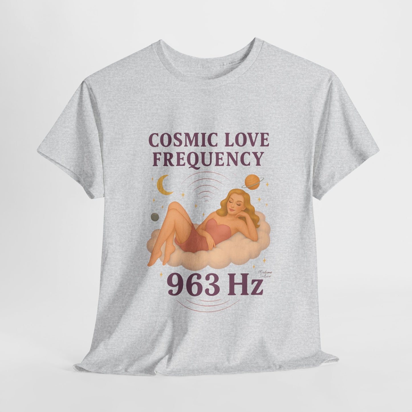Cosmic Love Frequency 963 Hz Unisex T-Shirt – Retro Vintage Spiritual Graphic Tee, Angel Number Vibes, Feminine Pin Up Inspired Top - Madame Soulière