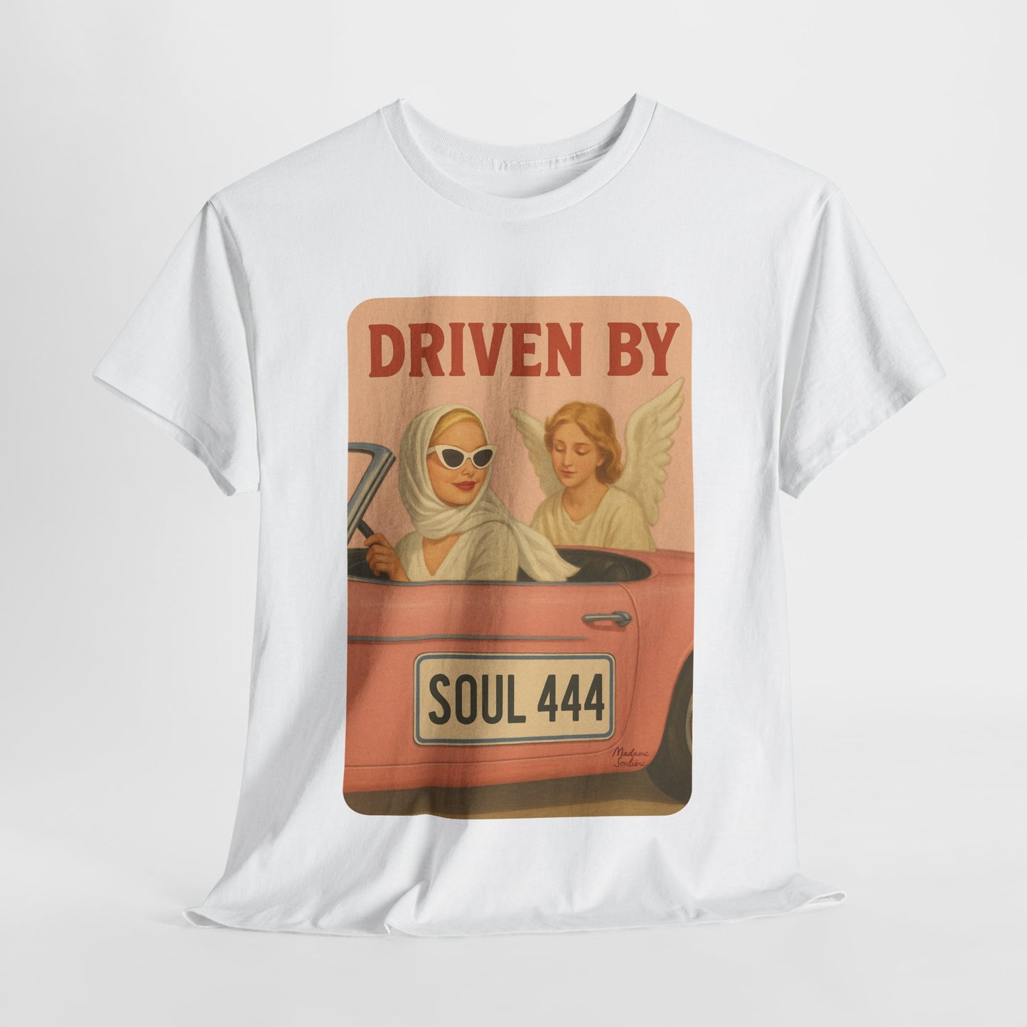 Driven by Soul 444 – Angel Number Retro Graphic Tee | Unisex Vintage Empowerment Shirt - Madame Soulière
