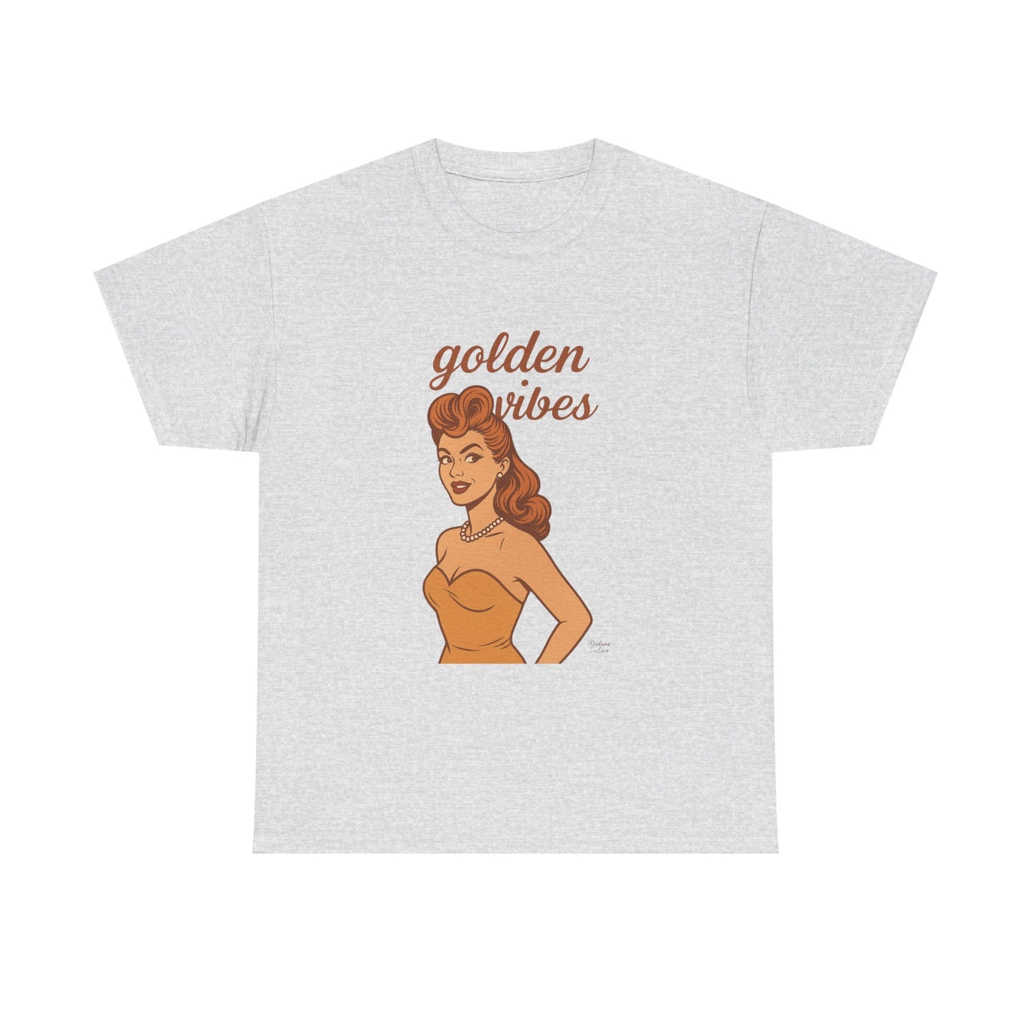 Golden Vibes – Retro Pin-Up Graphic Tee | Unisex Vintage Aesthetic T-Shirt - Madame Soulière