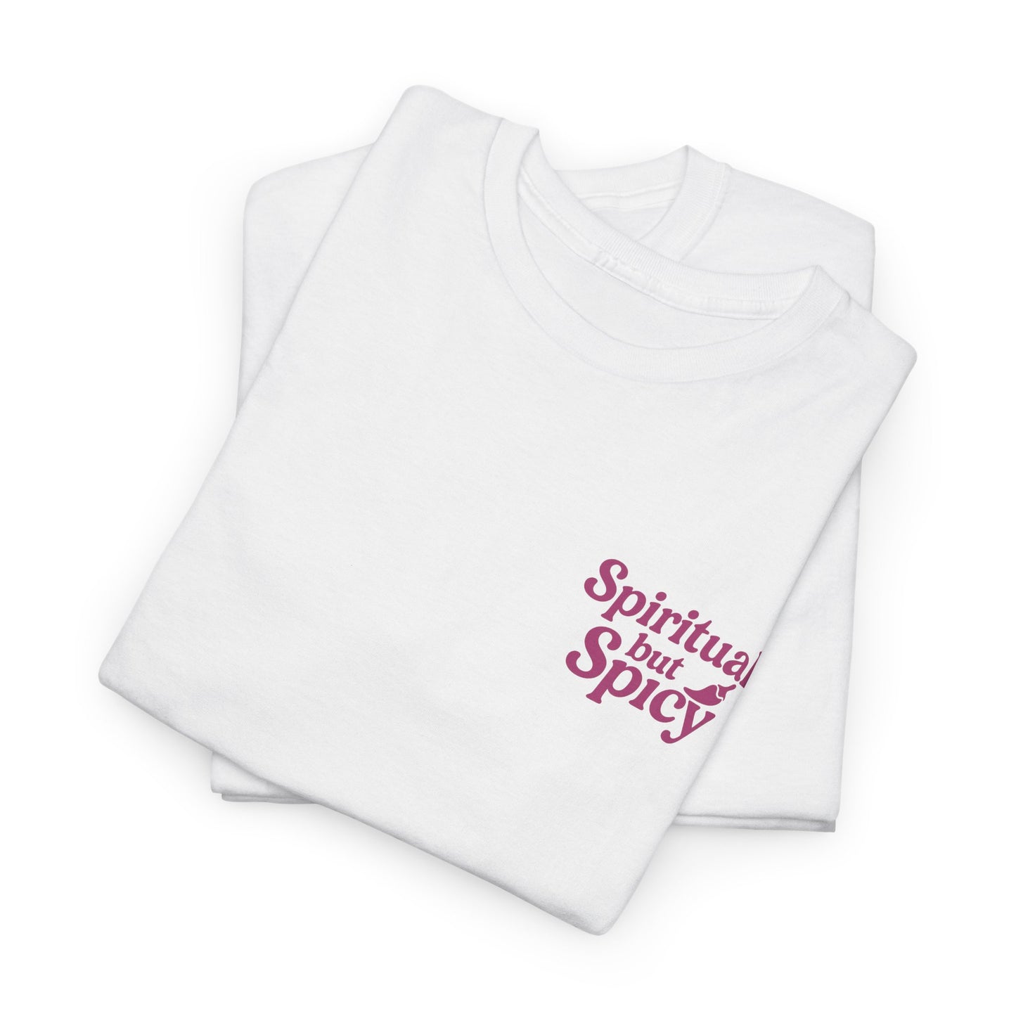 Spiritual but Spicy Unisex T-Shirt – Retro Mini Slogan Tee, Vintage Inspired Graphic Top, Feminine Statement Shirt - Madame Soulière