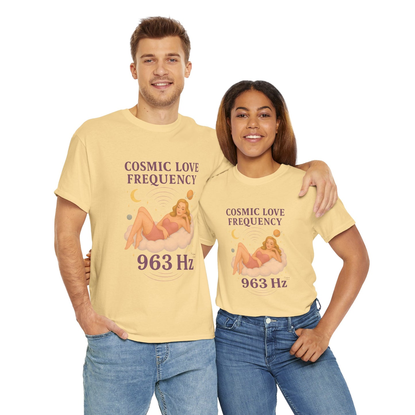 Cosmic Love Frequency 963 Hz Unisex T-Shirt – Retro Vintage Spiritual Graphic Tee, Angel Number Vibes, Feminine Pin Up Inspired Top - Madame Soulière