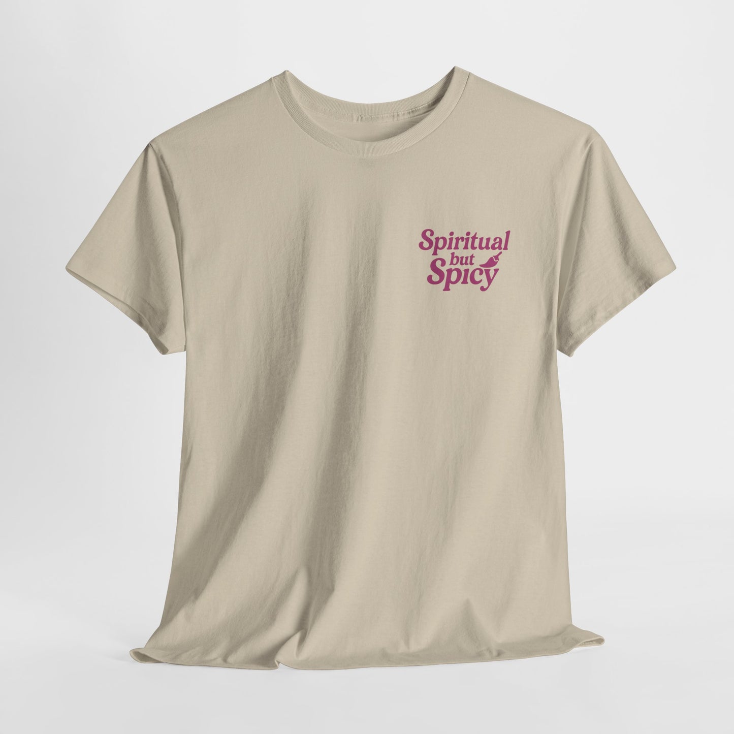 Spiritual but Spicy Unisex T-Shirt – Retro Mini Slogan Tee, Vintage Inspired Graphic Top, Feminine Statement Shirt - Madame Soulière