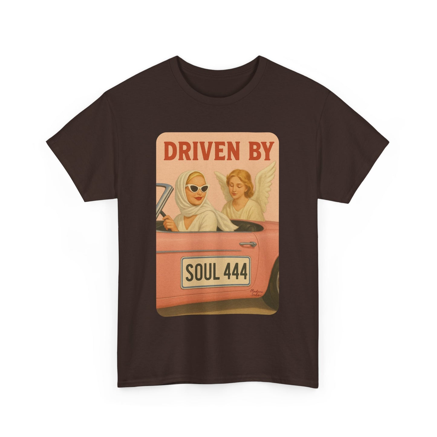 Driven by Soul 444 – Angel Number Retro Graphic Tee | Unisex Vintage Empowerment Shirt - Madame Soulière