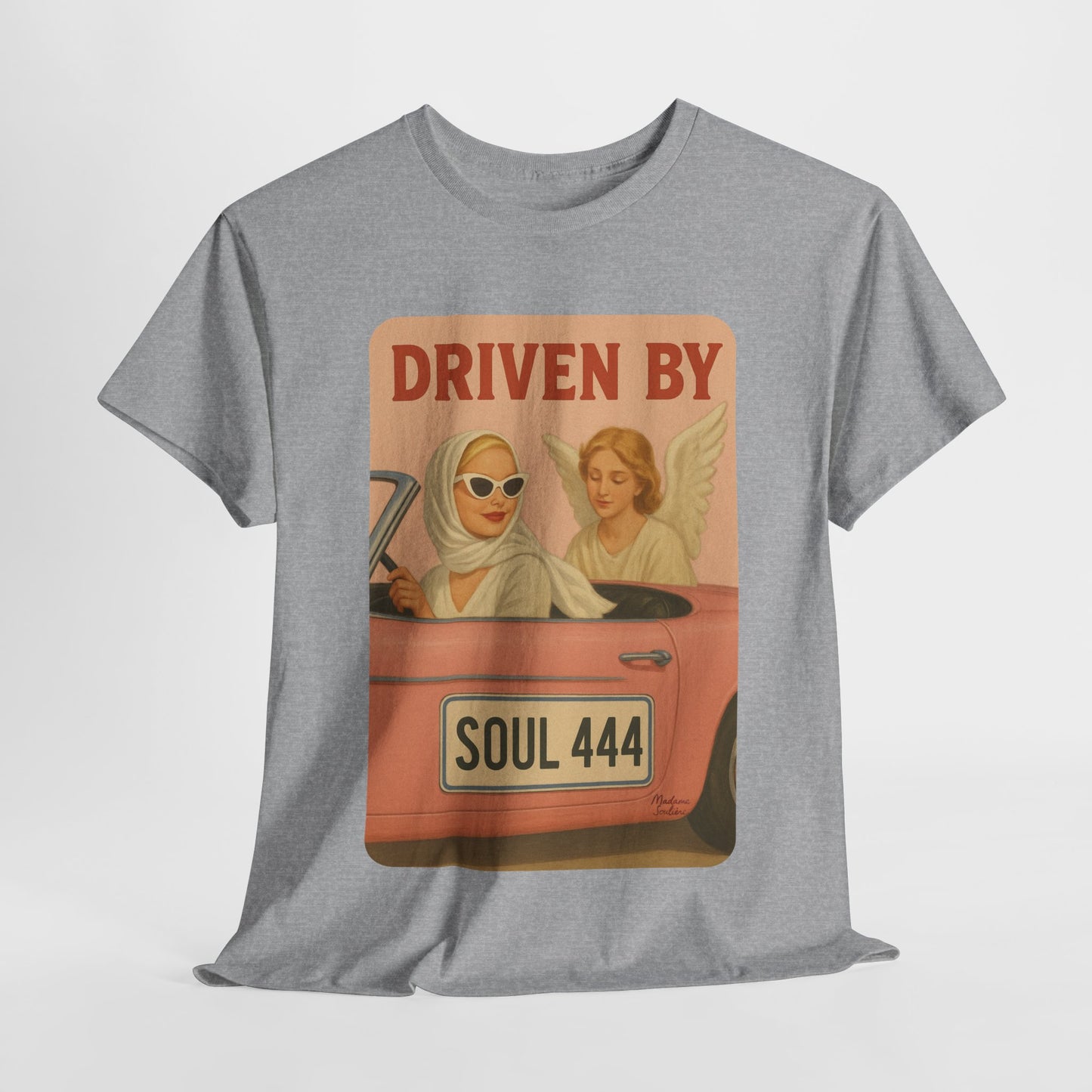 Driven by Soul 444 – Angel Number Retro Graphic Tee | Unisex Vintage Empowerment Shirt - Madame Soulière