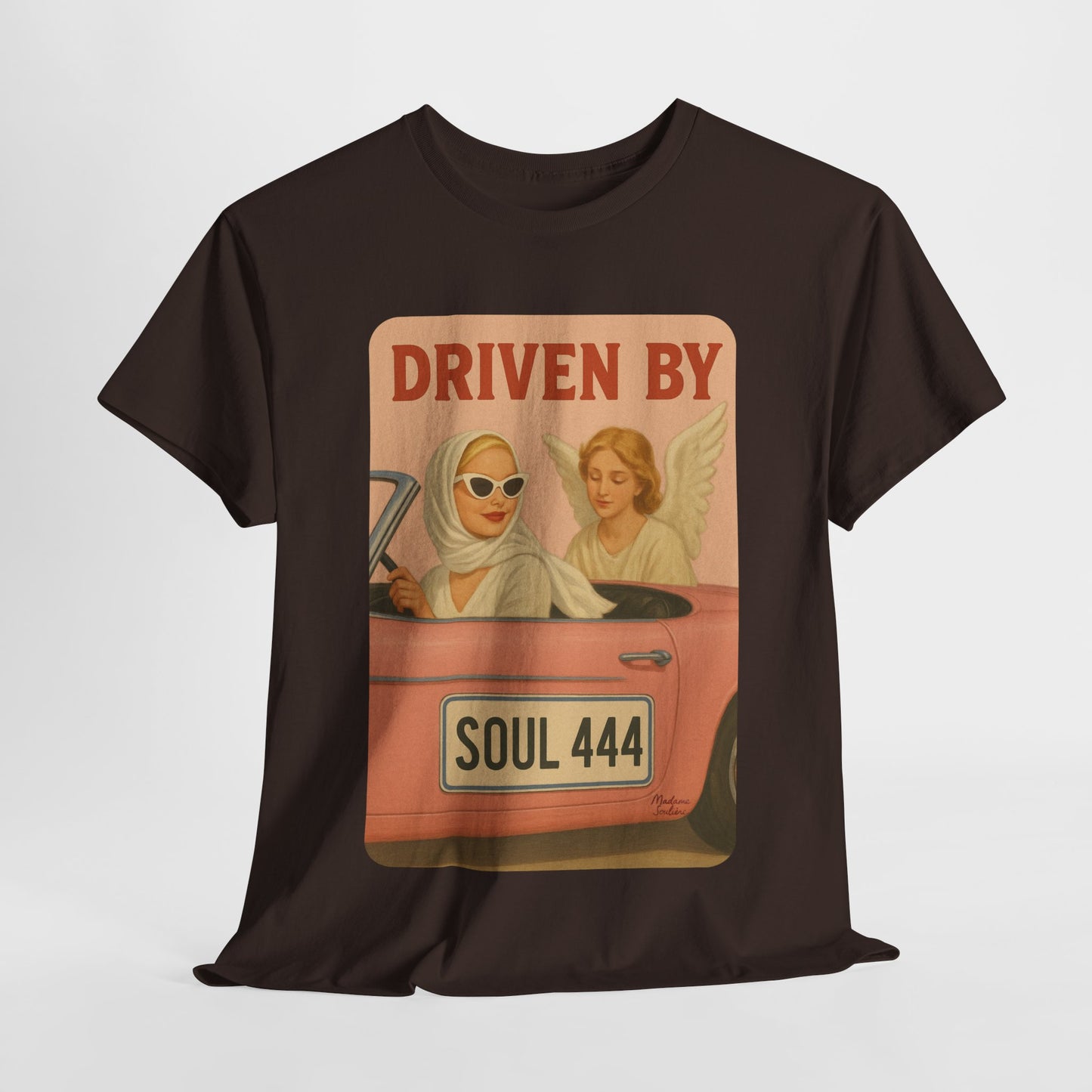 Driven by Soul 444 – Angel Number Retro Graphic Tee | Unisex Vintage Empowerment Shirt - Madame Soulière