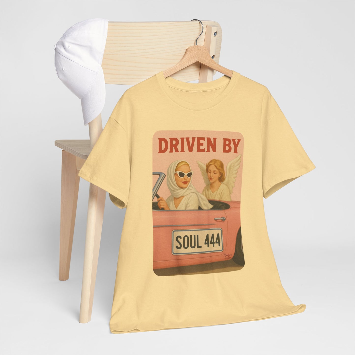 Driven by Soul 444 – Angel Number Retro Graphic Tee | Unisex Vintage Empowerment Shirt - Madame Soulière