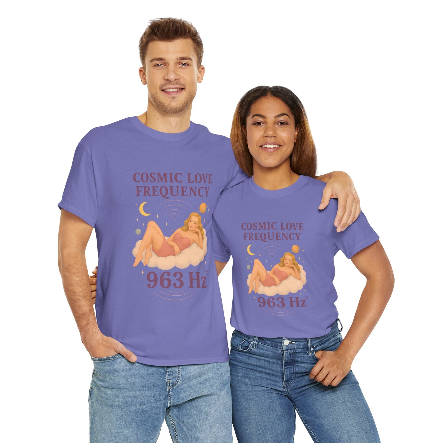 Cosmic Love Frequency 963 Hz Unisex T-Shirt – Retro Vintage Spiritual Graphic Tee, Angel Number Vibes, Feminine Pin Up Inspired Top - Madame Soulière