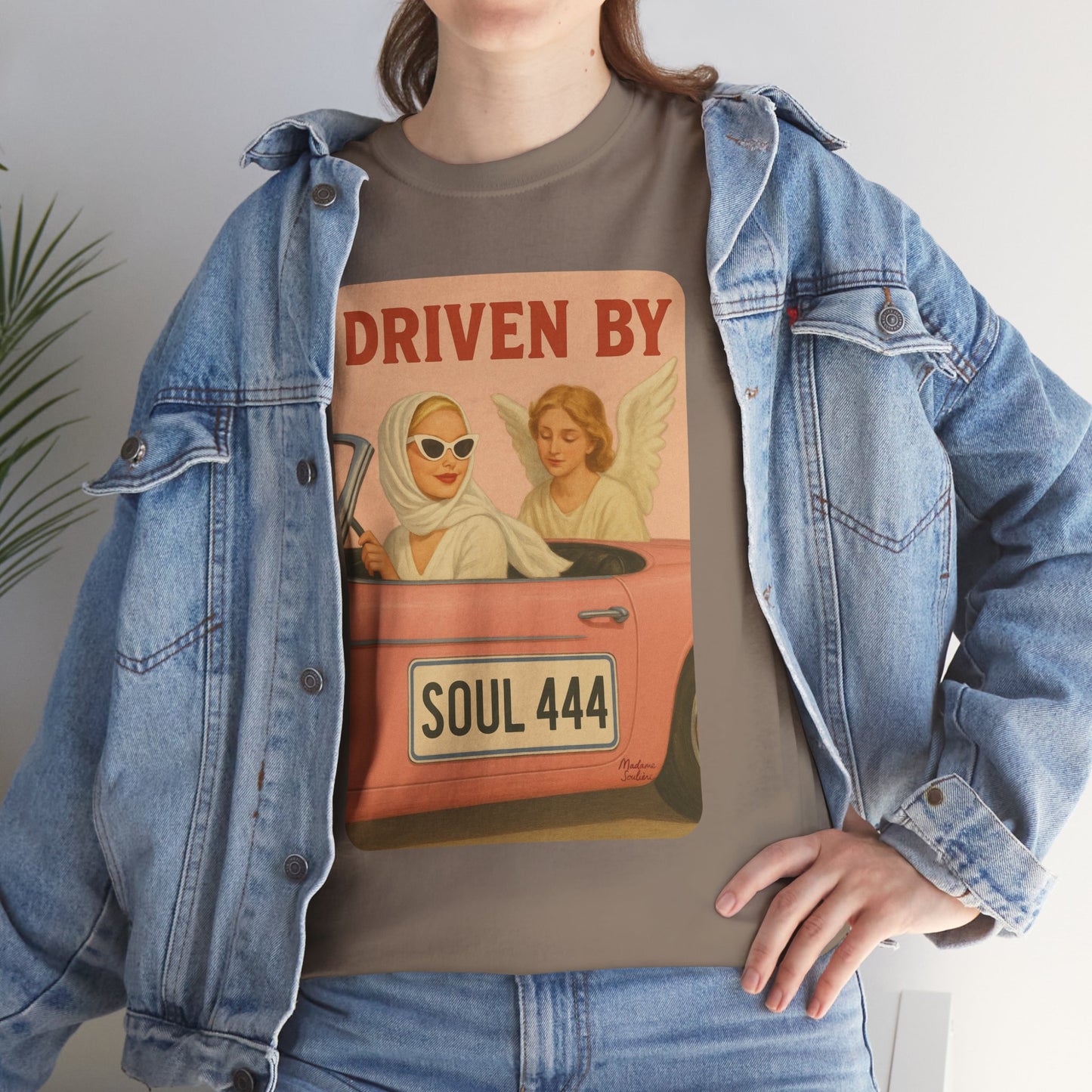 Driven by Soul 444 – Angel Number Retro Graphic Tee | Unisex Vintage Empowerment Shirt - Madame Soulière