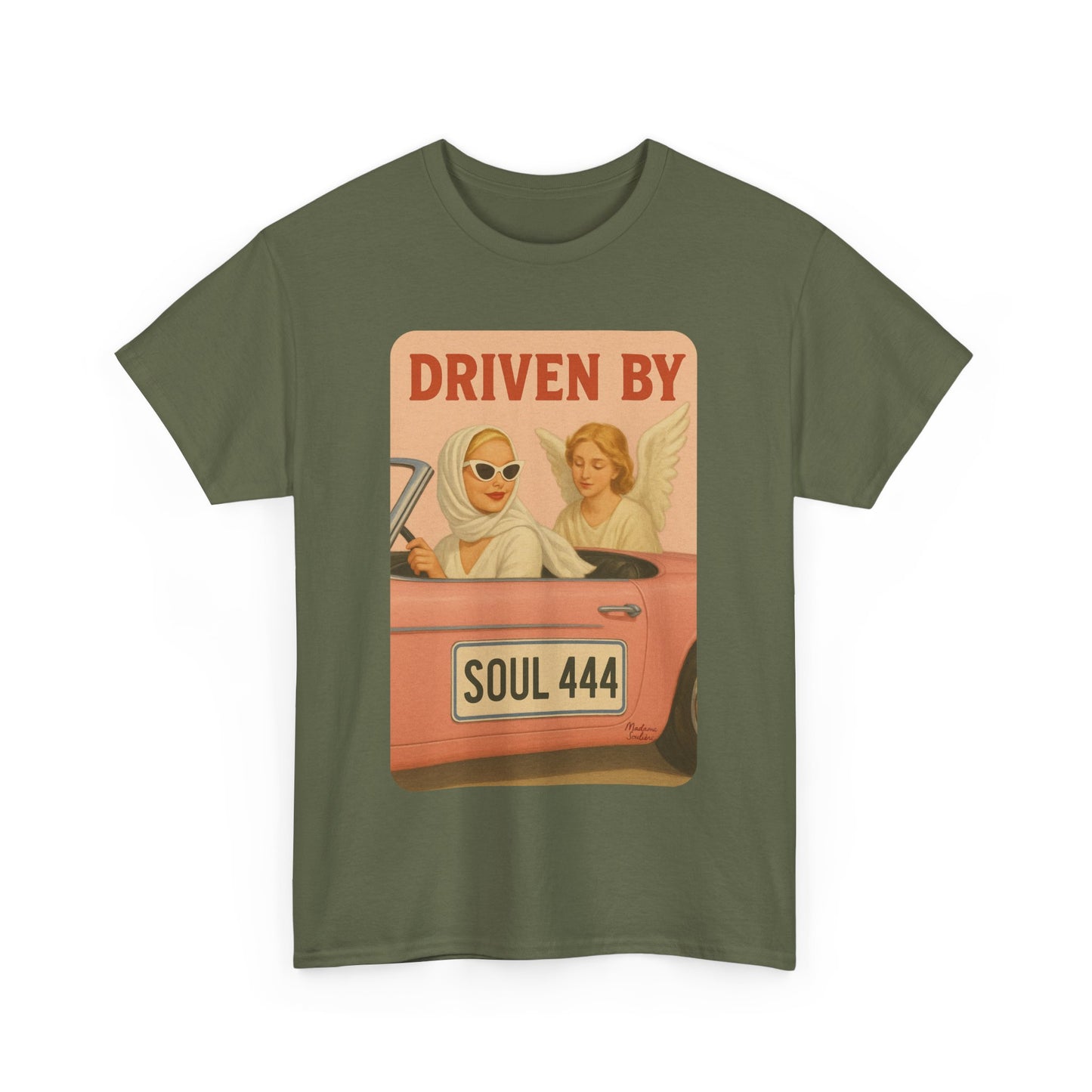 Driven by Soul 444 – Angel Number Retro Graphic Tee | Unisex Vintage Empowerment Shirt - Madame Soulière