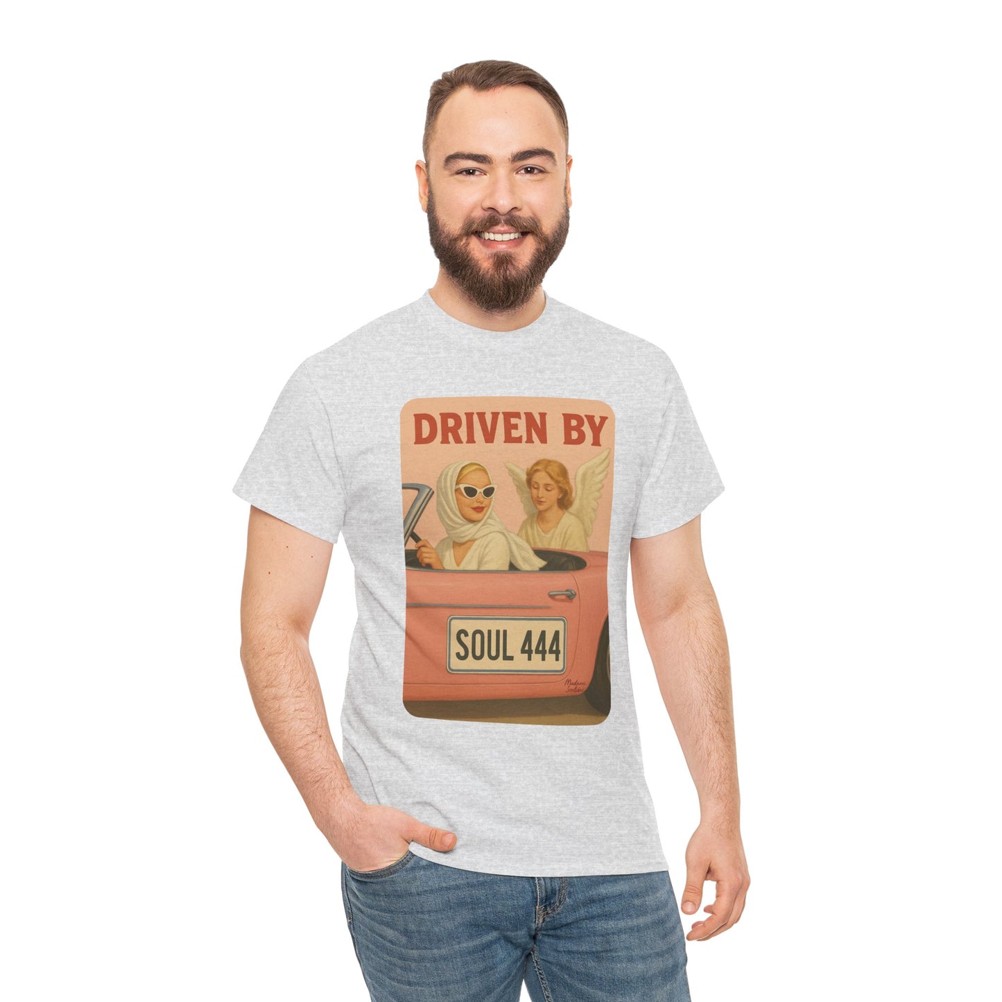 Driven by Soul 444 – Angel Number Retro Graphic Tee | Unisex Vintage Empowerment Shirt - Madame Soulière