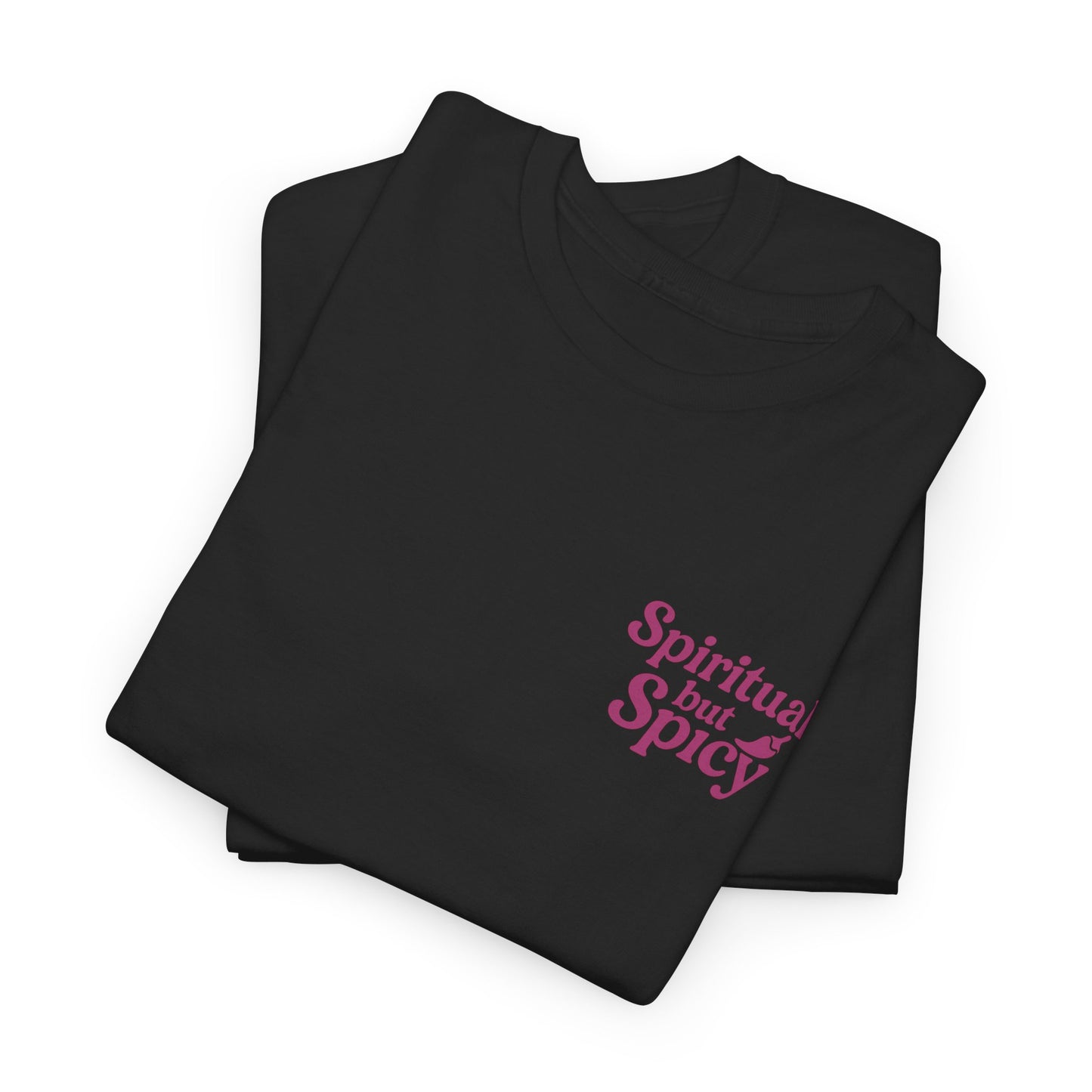 Spiritual but Spicy Unisex T-Shirt – Retro Mini Slogan Tee, Vintage Inspired Graphic Top, Feminine Statement Shirt - Madame Soulière