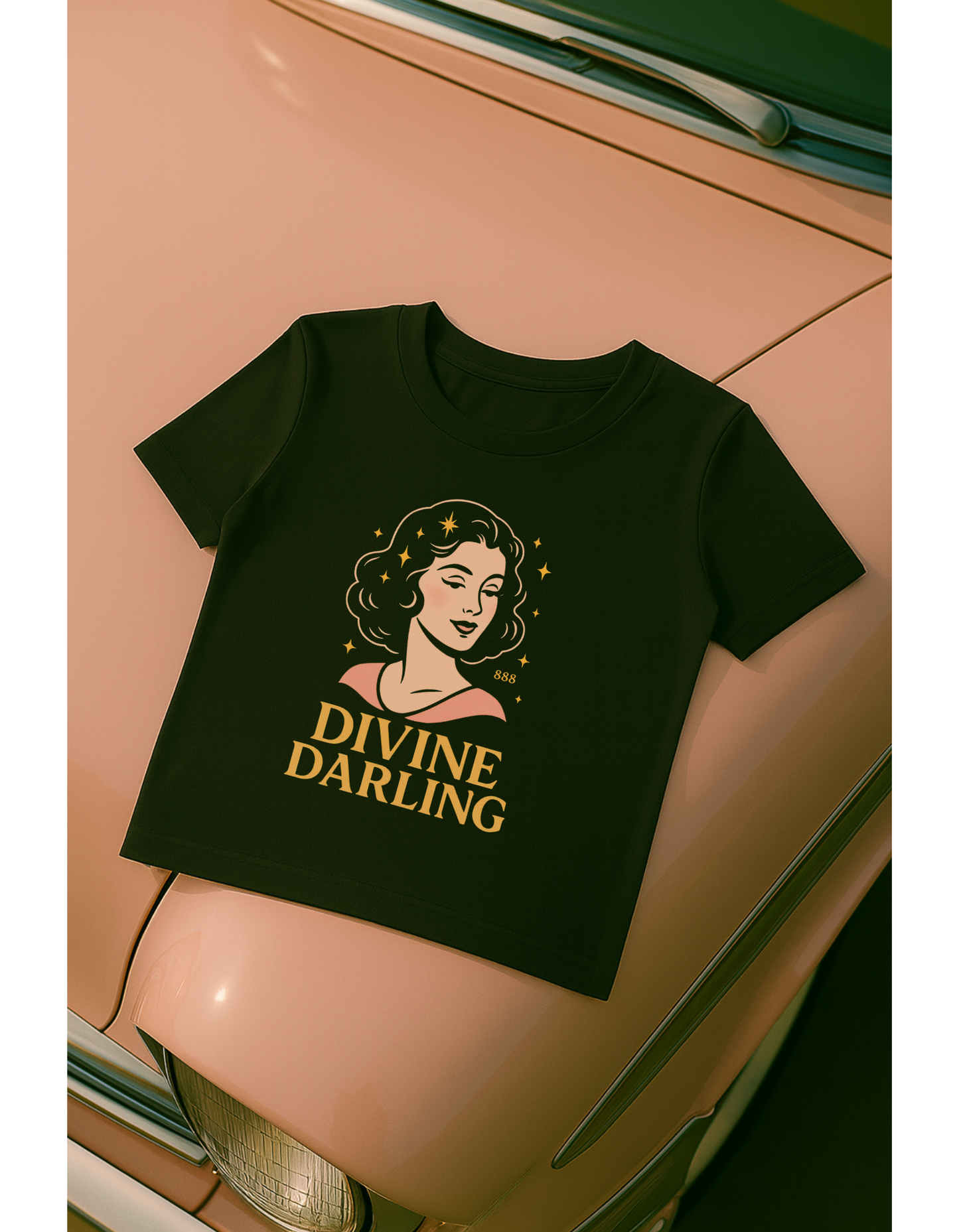 Wearing 888 Like It’s Chanel – Divine Darling T-Shirt, Vintage Retro Unisex Tee, 50s Pin Up Spirit Shirt - Madame Soulière
