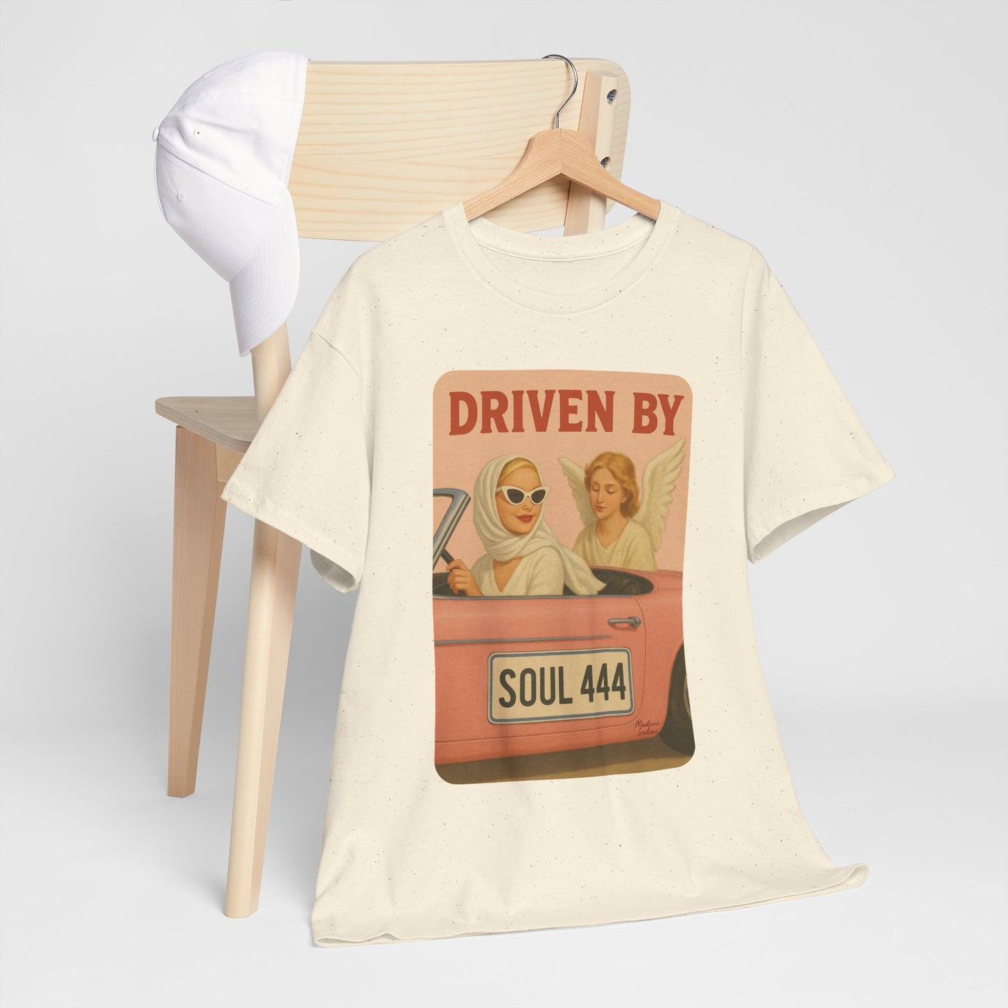 Driven by Soul 444 – Angel Number Retro Graphic Tee | Unisex Vintage Empowerment Shirt - Madame Soulière