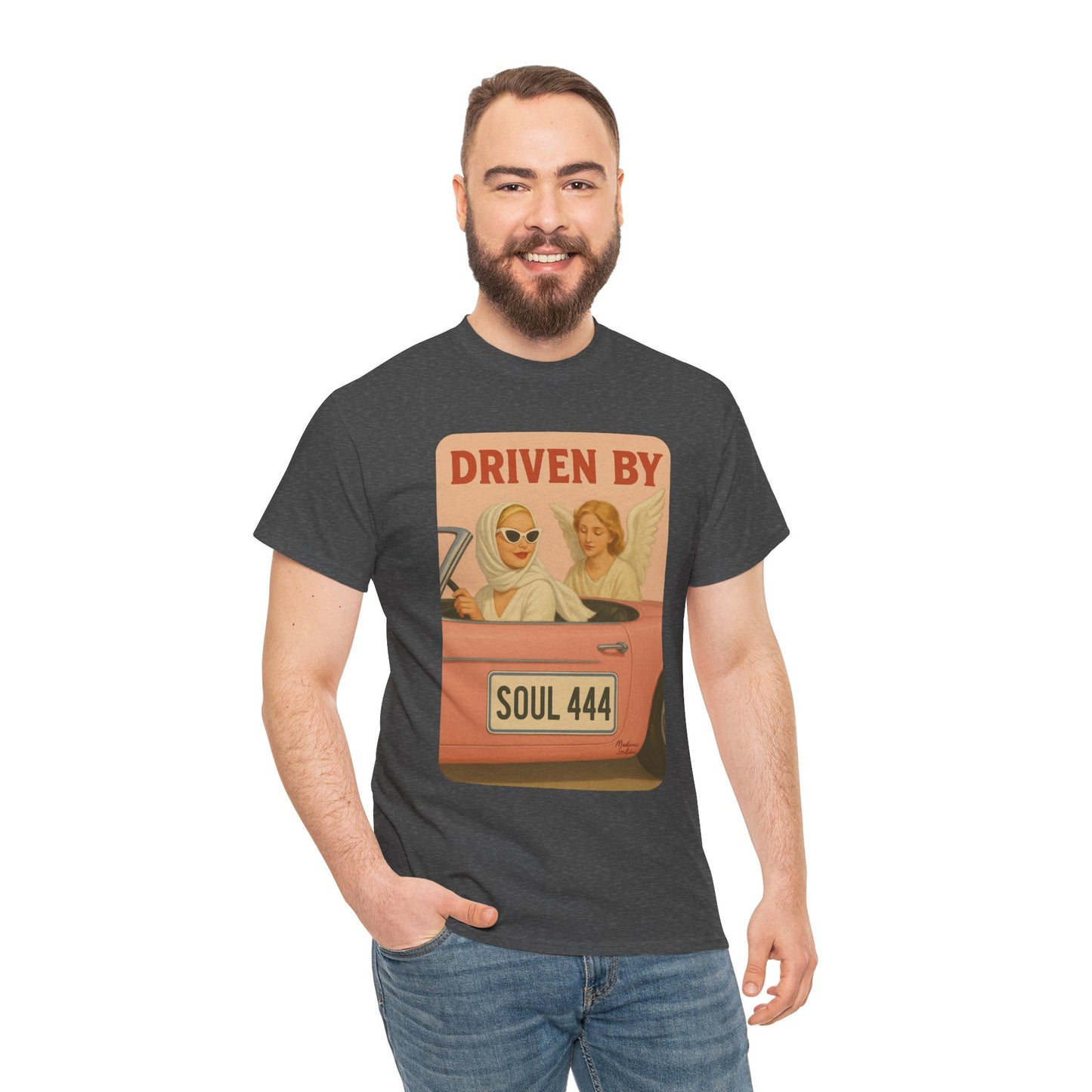 Driven by Soul 444 – Angel Number Retro Graphic Tee | Unisex Vintage Empowerment Shirt - Madame Soulière