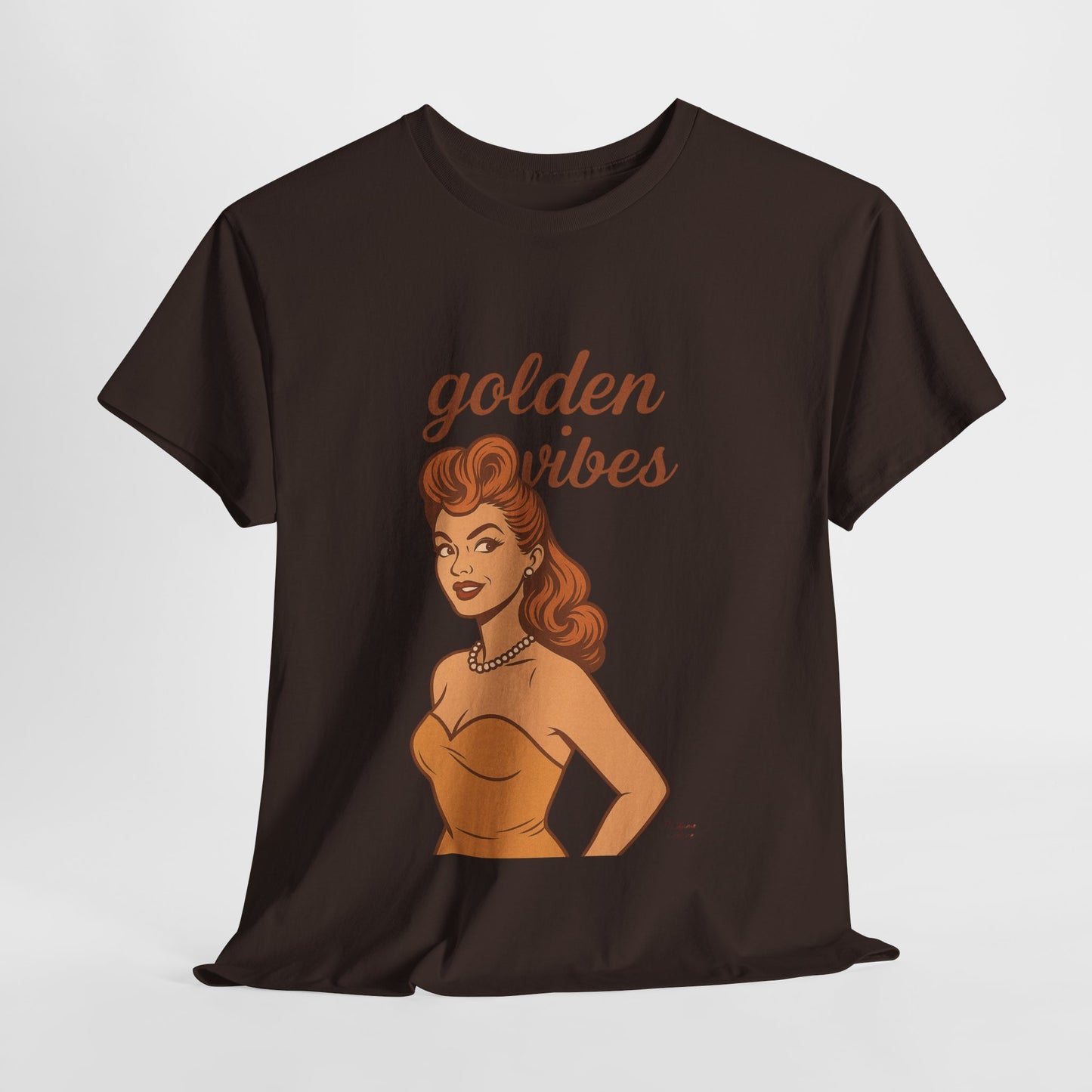 Golden Vibes – Retro Pin-Up Graphic Tee | Unisex Vintage Aesthetic T-Shirt - Madame Soulière