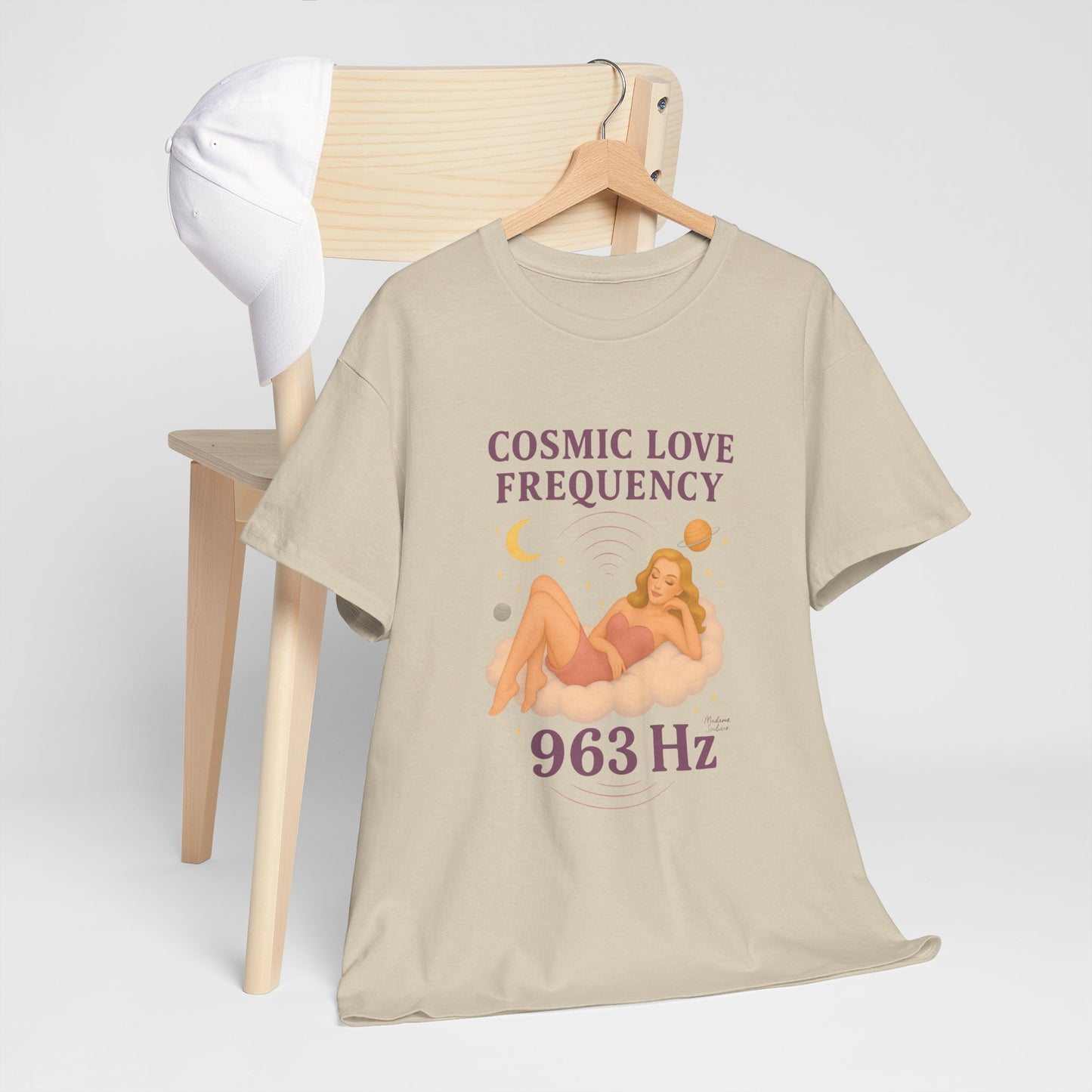 Cosmic Love Frequency 963 Hz Unisex T-Shirt – Retro Vintage Spiritual Graphic Tee, Angel Number Vibes, Feminine Pin Up Inspired Top - Madame Soulière