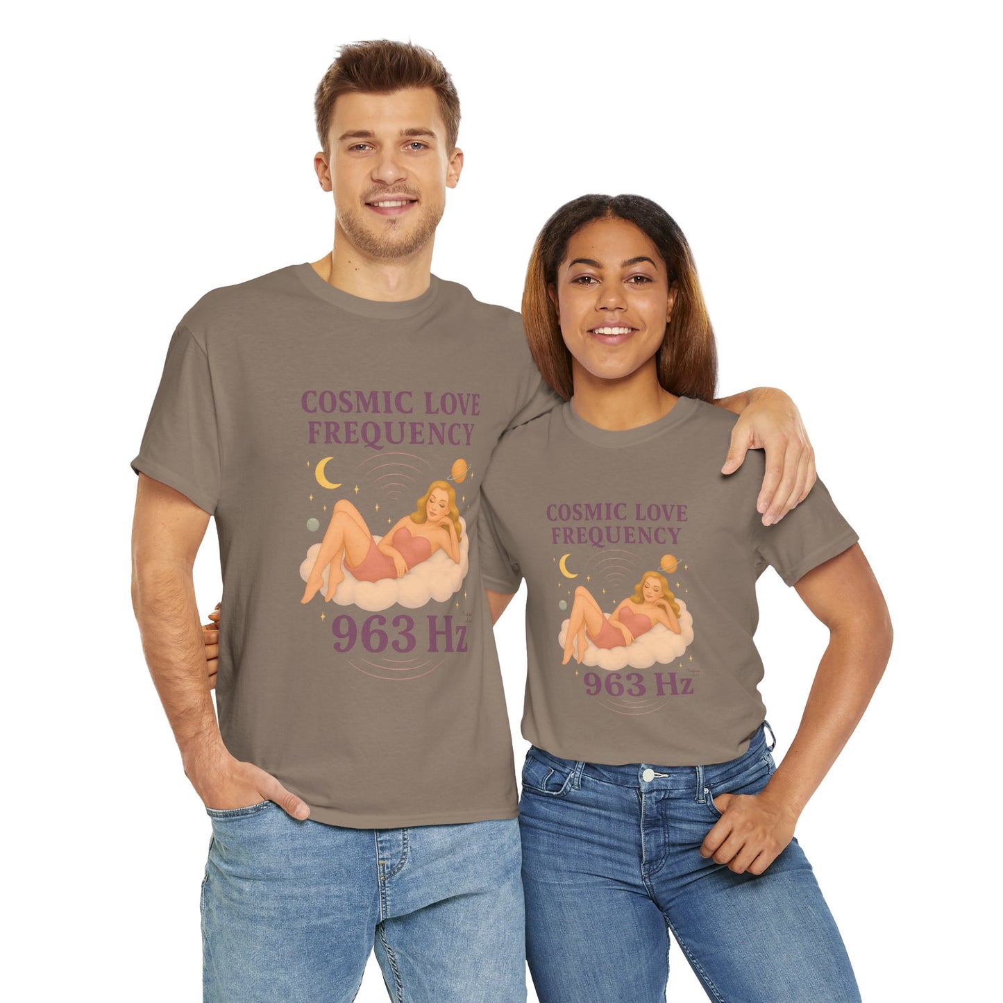 Cosmic Love Frequency 963 Hz Unisex T-Shirt – Retro Vintage Spiritual Graphic Tee, Angel Number Vibes, Feminine Pin Up Inspired Top - Madame Soulière