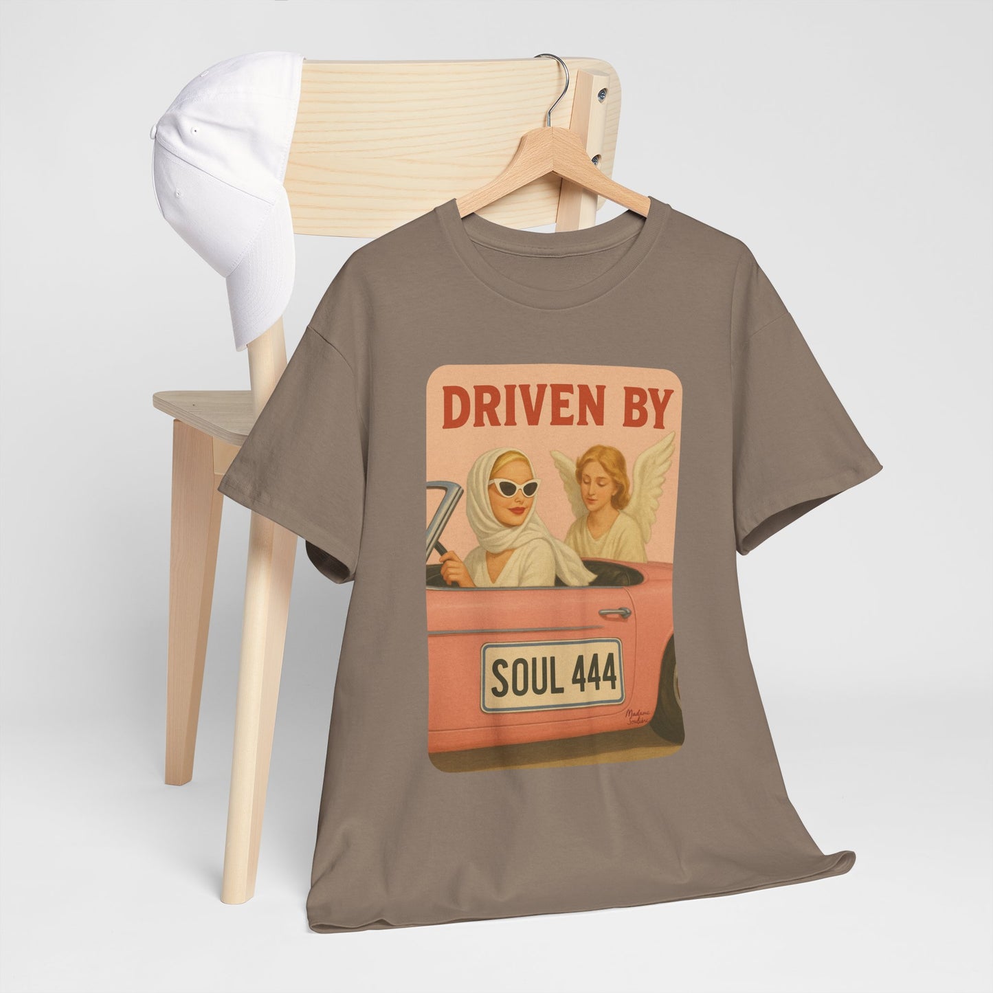 Driven by Soul 444 – Angel Number Retro Graphic Tee | Unisex Vintage Empowerment Shirt - Madame Soulière