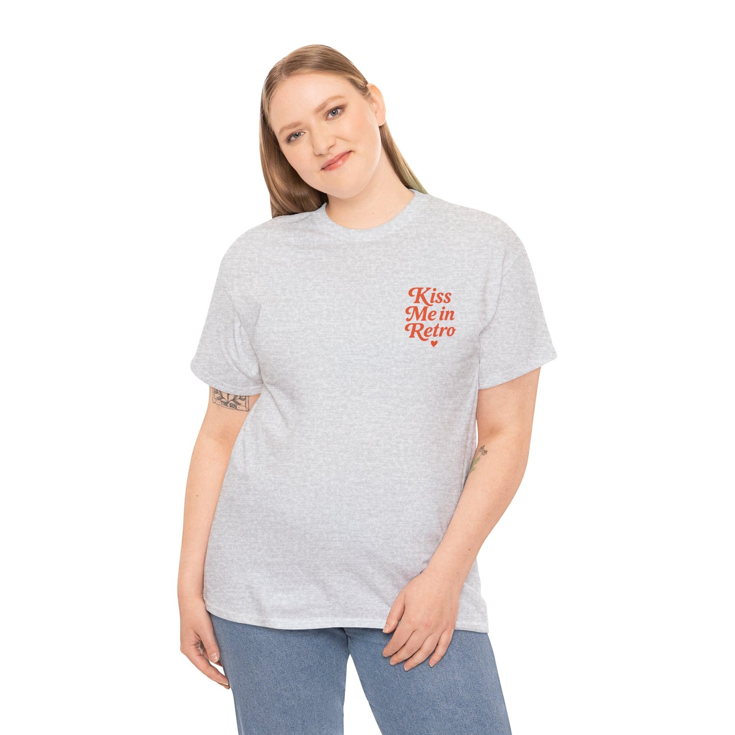 Retro Mini Slogan Unisex T-Shirt – Kiss Me in Retro Graphic Tee, Vintage Pin Up Inspired Top, 50s Rockabilly Style, Feminine Retro Statement Shirt - Madame Soulière