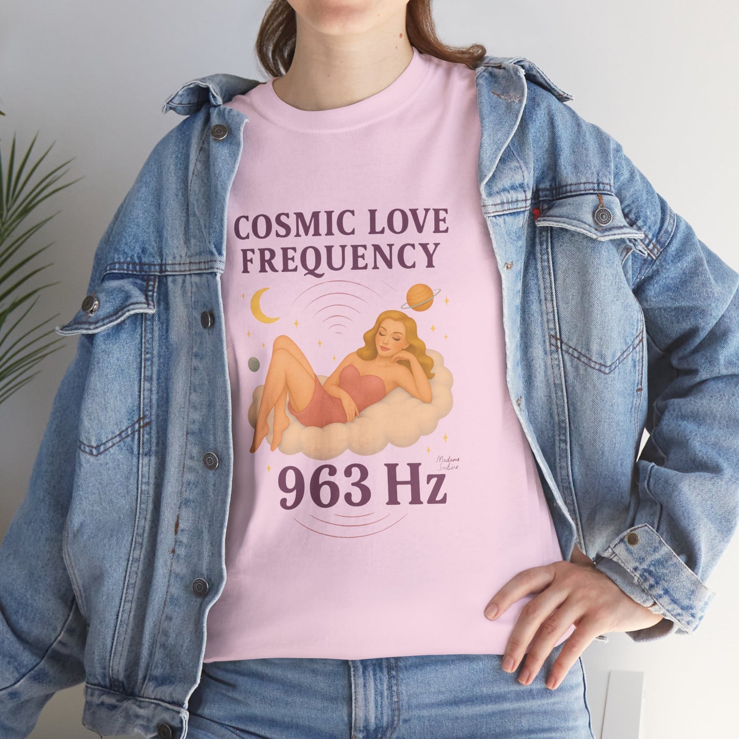 Cosmic Love Frequency 963 Hz Unisex T-Shirt – Retro Vintage Spiritual Graphic Tee, Angel Number Vibes, Feminine Pin Up Inspired Top - Madame Soulière