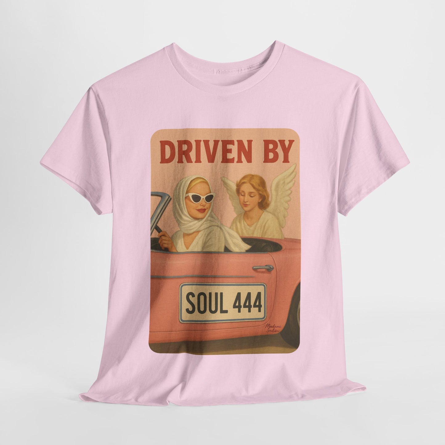 Driven by Soul 444 – Angel Number Retro Graphic Tee | Unisex Vintage Empowerment Shirt - Madame Soulière
