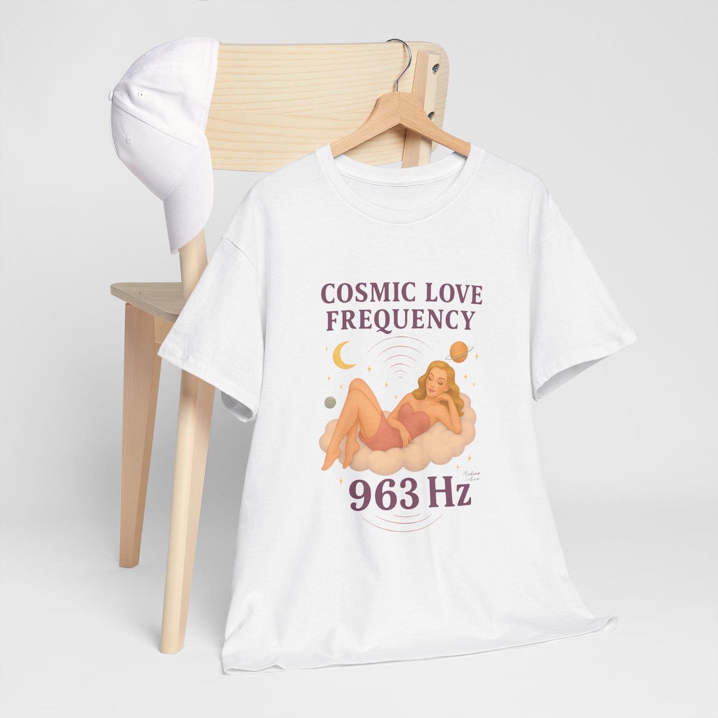 Cosmic Love Frequency 963 Hz Unisex T-Shirt – Retro Vintage Spiritual Graphic Tee, Angel Number Vibes, Feminine Pin Up Inspired Top - Madame Soulière