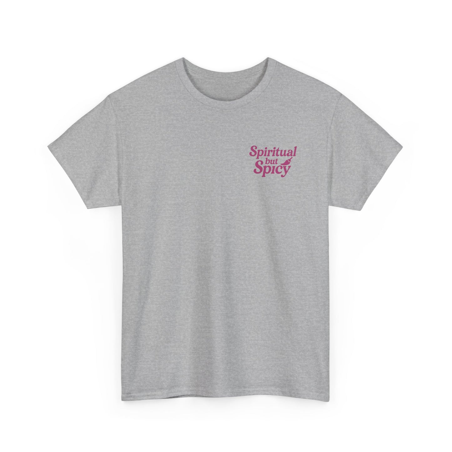 Spiritual but Spicy Unisex T-Shirt – Retro Mini Slogan Tee, Vintage Inspired Graphic Top, Feminine Statement Shirt - Madame Soulière
