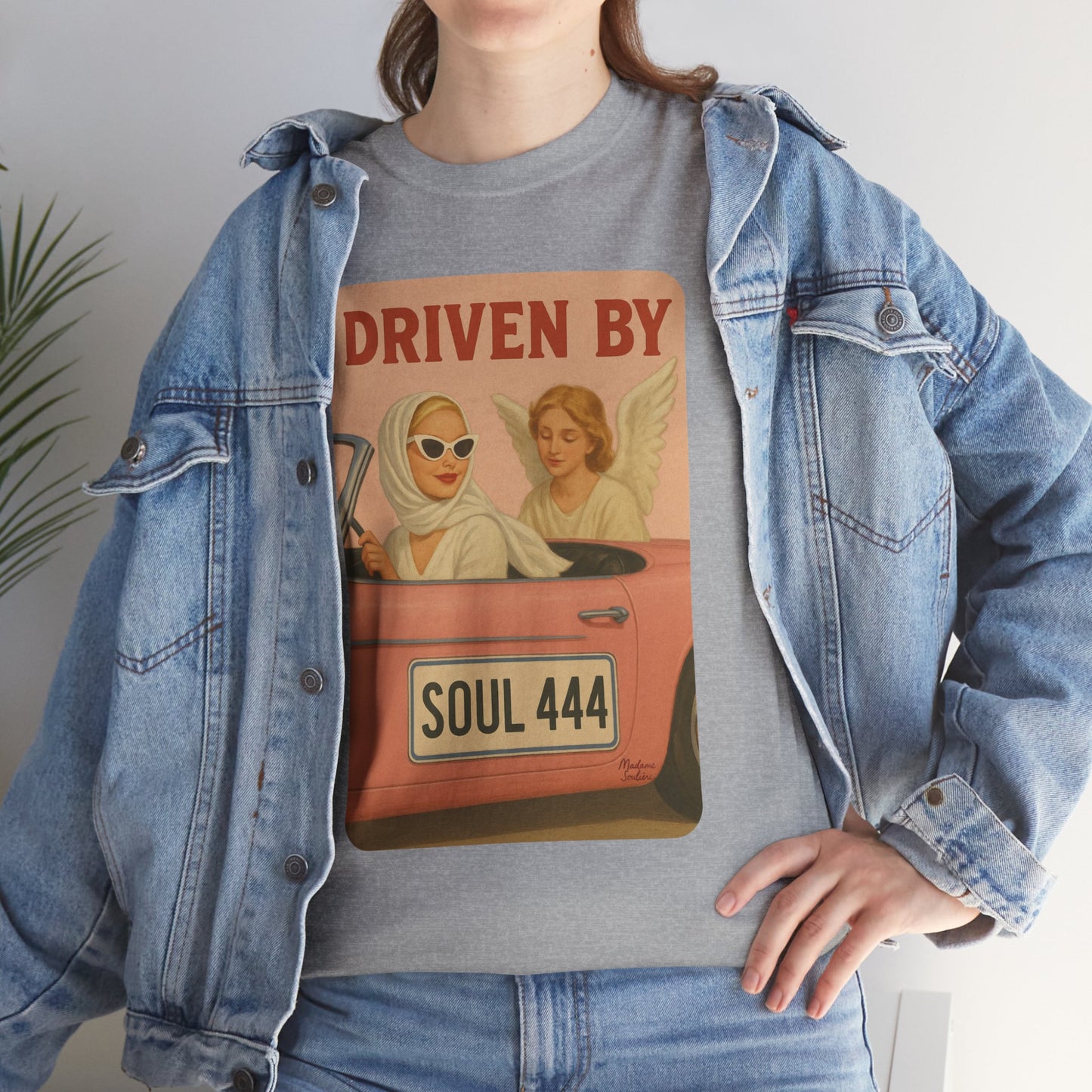 Driven by Soul 444 – Angel Number Retro Graphic Tee | Unisex Vintage Empowerment Shirt - Madame Soulière