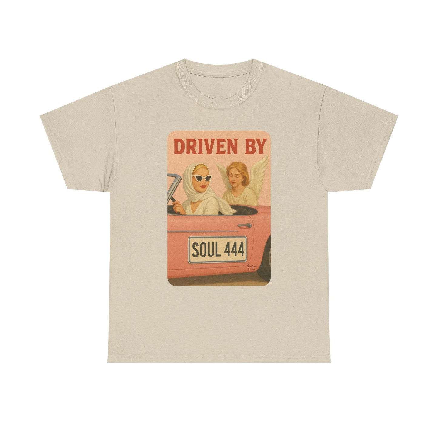 Driven by Soul 444 – Angel Number Retro Graphic Tee | Unisex Vintage Empowerment Shirt - Madame Soulière