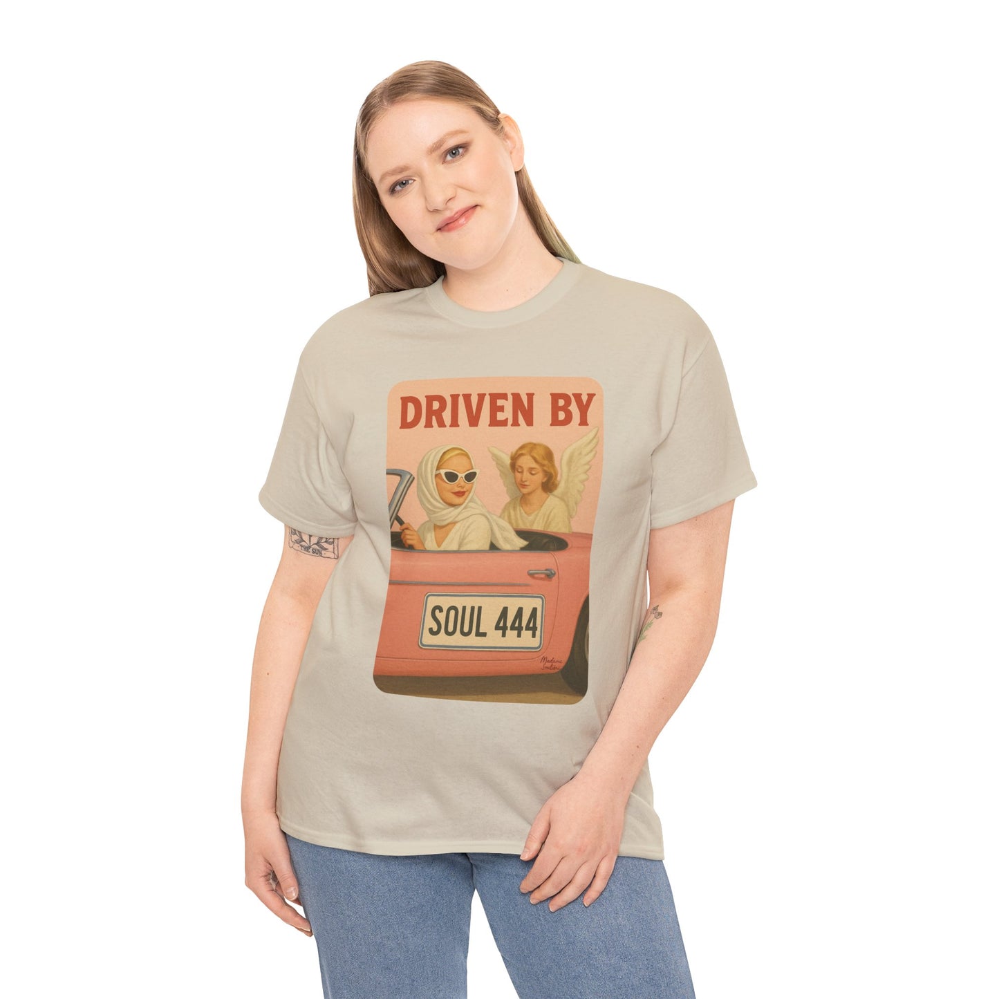 Driven by Soul 444 – Angel Number Retro Graphic Tee | Unisex Vintage Empowerment Shirt - Madame Soulière