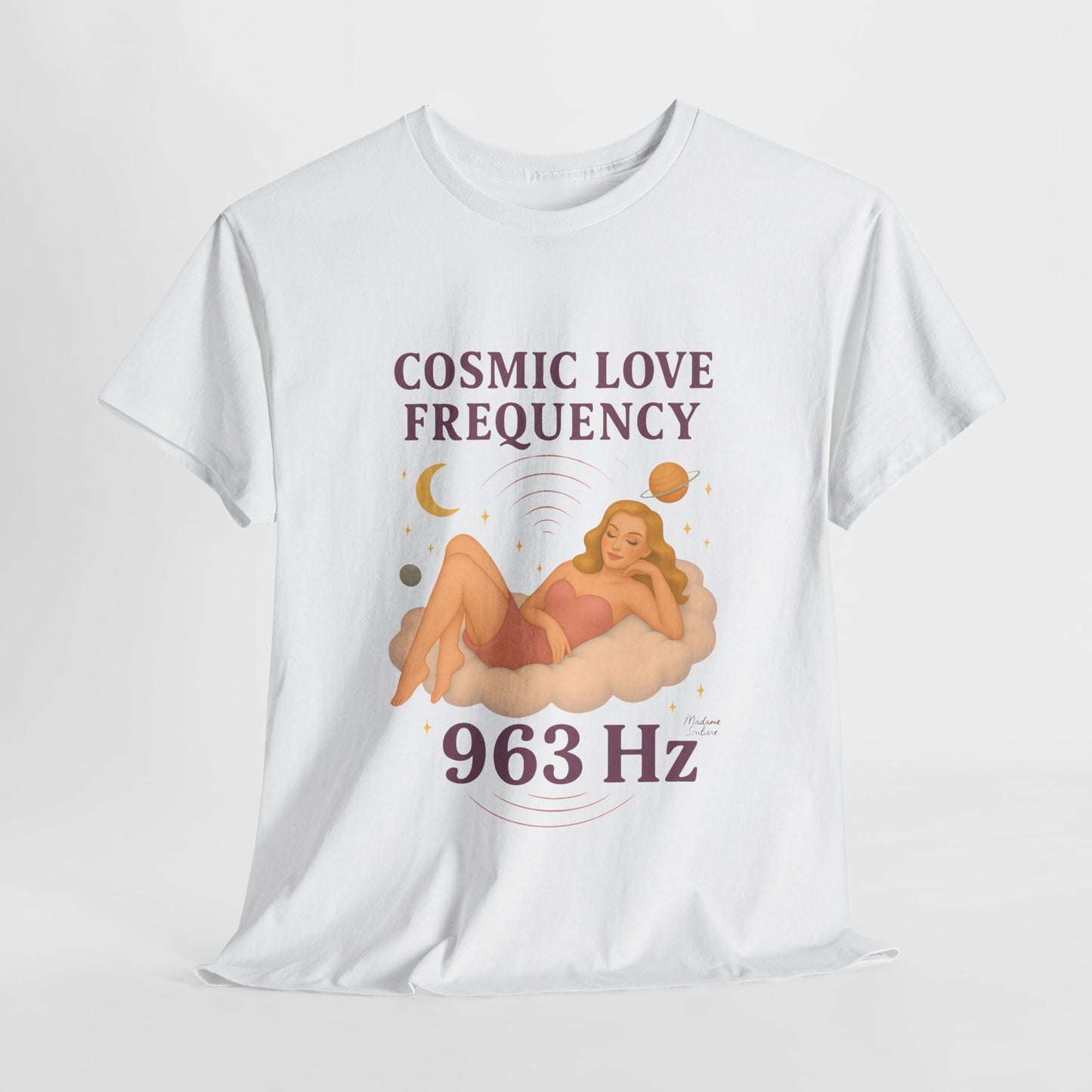 Cosmic Love Frequency 963 Hz Unisex T-Shirt – Retro Vintage Spiritual Graphic Tee, Angel Number Vibes, Feminine Pin Up Inspired Top - Madame Soulière
