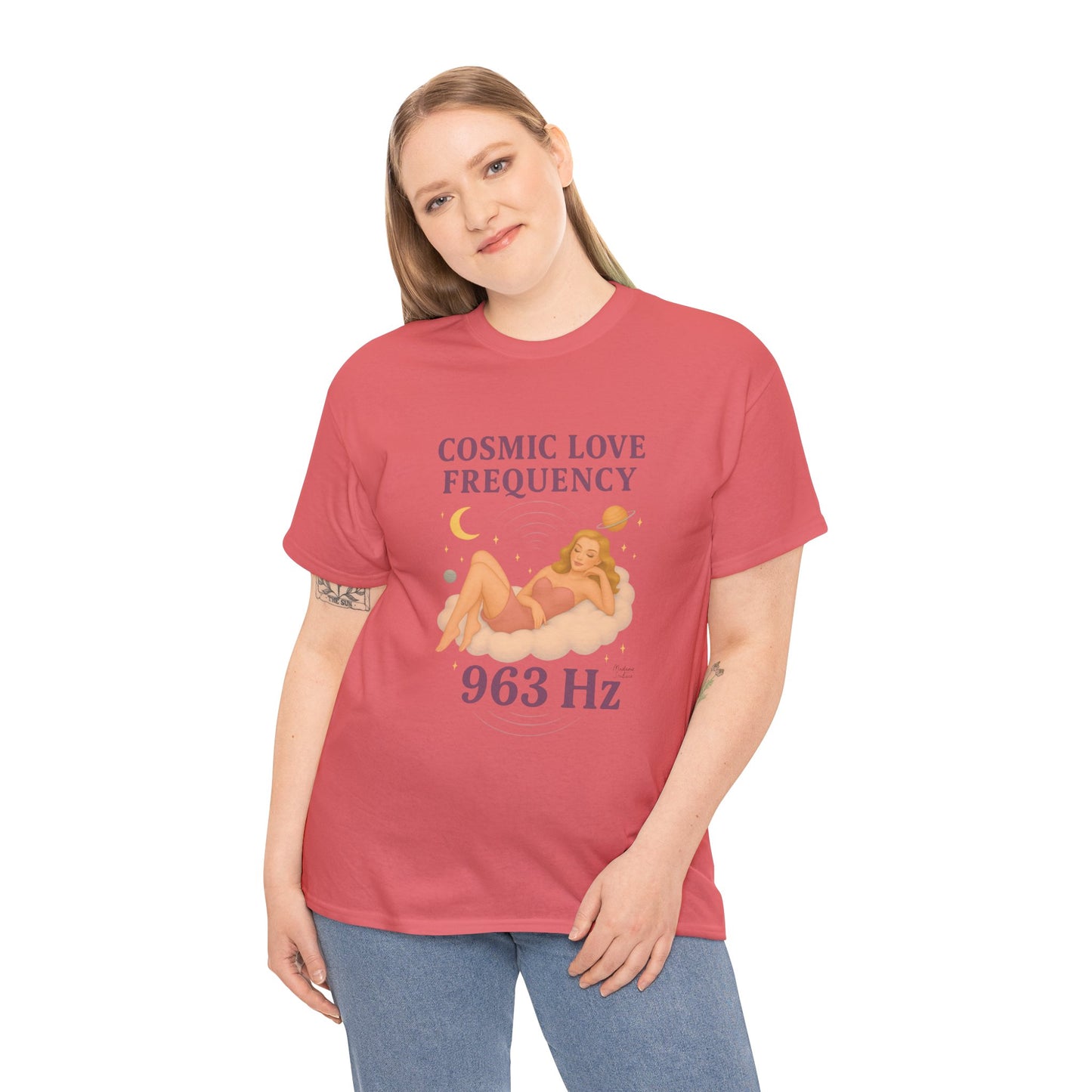 Cosmic Love Frequency 963 Hz Unisex T-Shirt – Retro Vintage Spiritual Graphic Tee, Angel Number Vibes, Feminine Pin Up Inspired Top - Madame Soulière