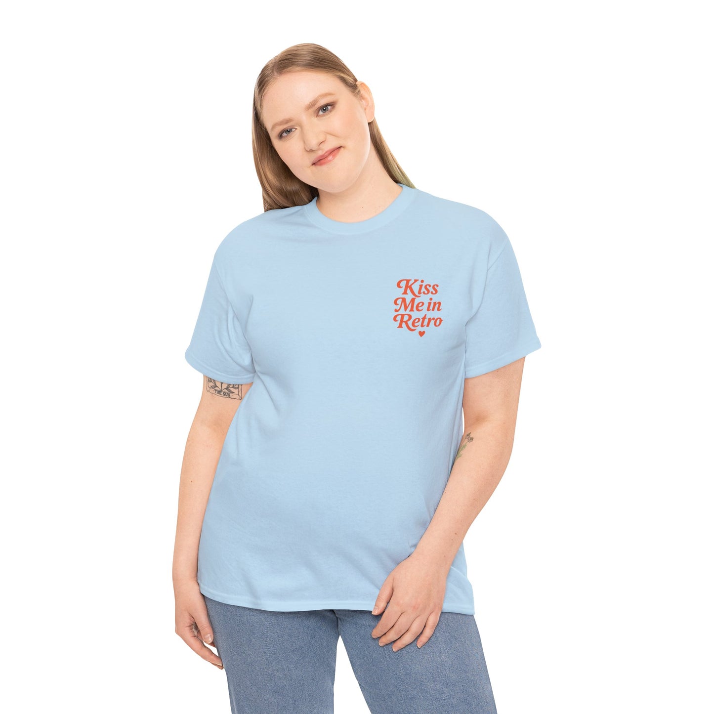 Retro Mini Slogan Unisex T-Shirt – Kiss Me in Retro Graphic Tee, Vintage Pin Up Inspired Top, 50s Rockabilly Style, Feminine Retro Statement Shirt - Madame Soulière