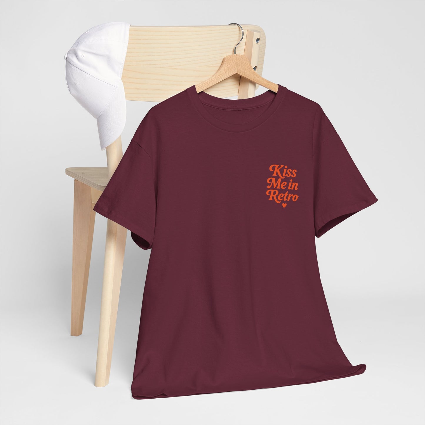 Retro Mini Slogan Unisex T-Shirt – Kiss Me in Retro Graphic Tee, Vintage Pin Up Inspired Top, 50s Rockabilly Style, Feminine Retro Statement Shirt - Madame Soulière
