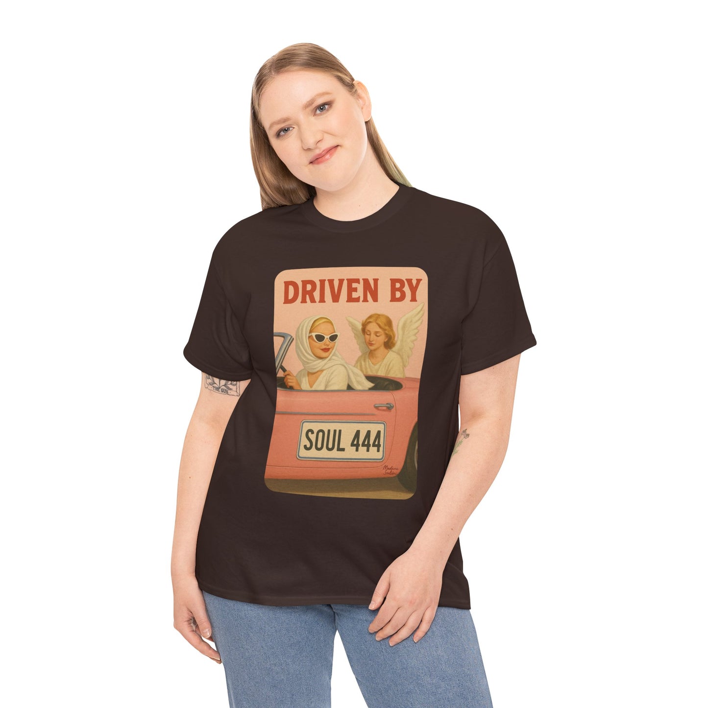 Driven by Soul 444 – Angel Number Retro Graphic Tee | Unisex Vintage Empowerment Shirt - Madame Soulière