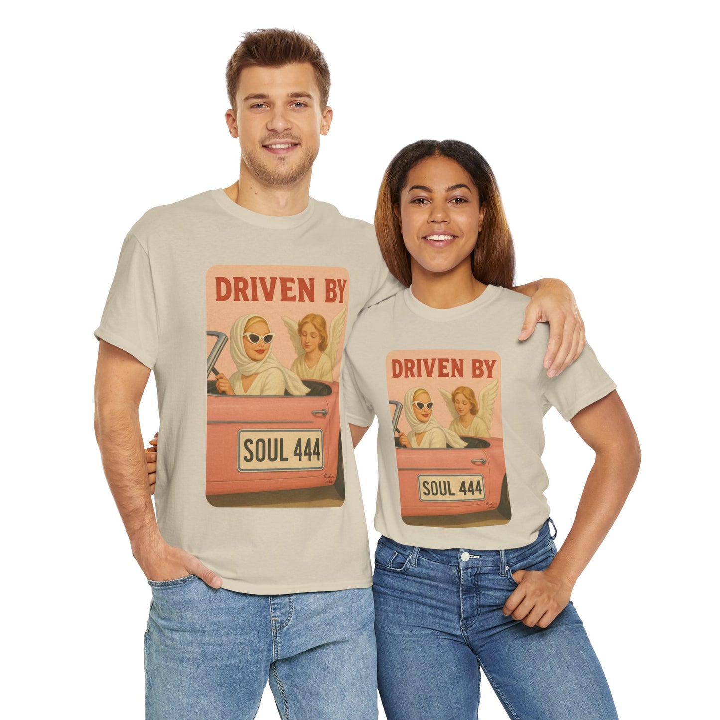 Driven by Soul 444 – Angel Number Retro Graphic Tee | Unisex Vintage Empowerment Shirt - Madame Soulière