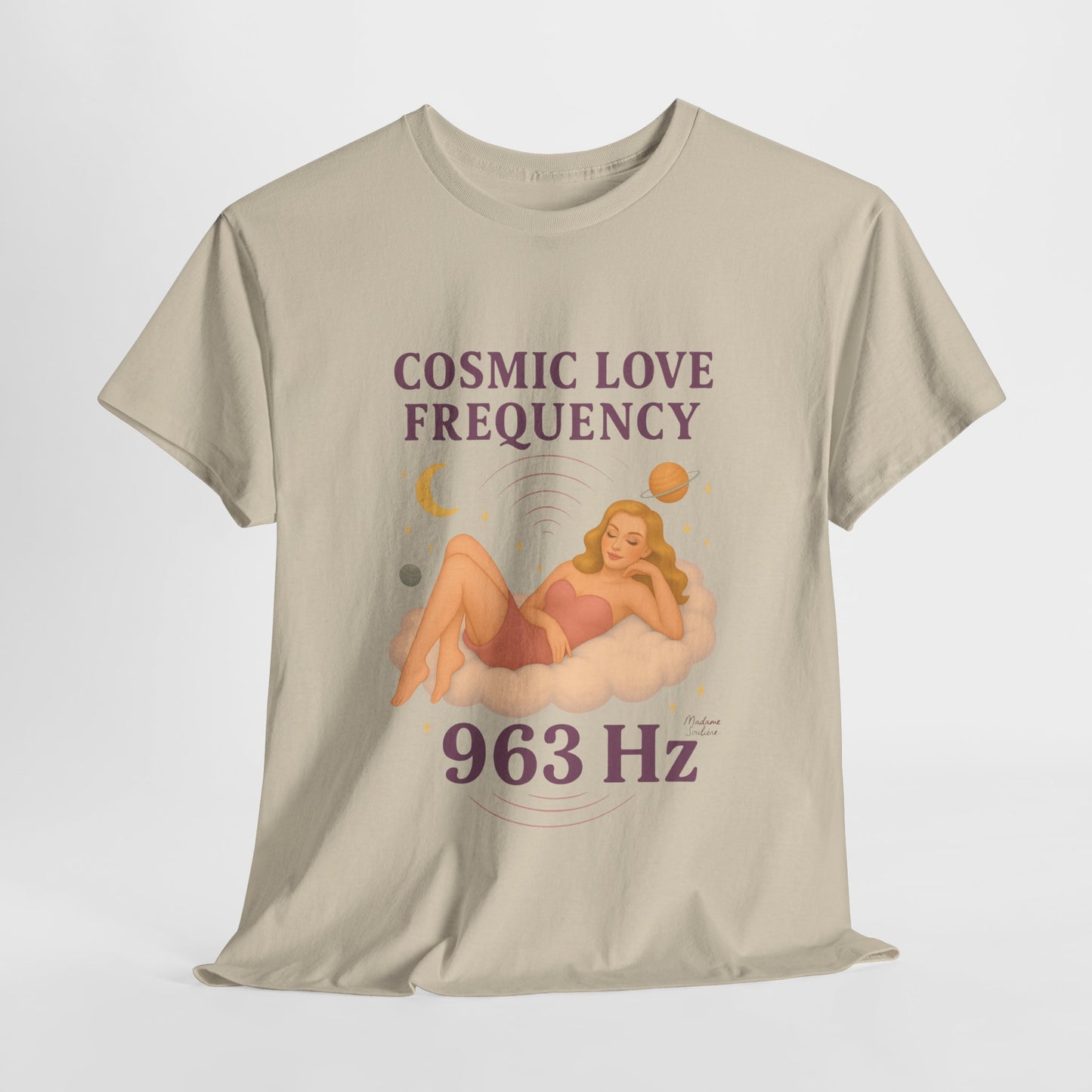 Cosmic Love Frequency 963 Hz Unisex T-Shirt – Retro Vintage Spiritual Graphic Tee, Angel Number Vibes, Feminine Pin Up Inspired Top - Madame Soulière