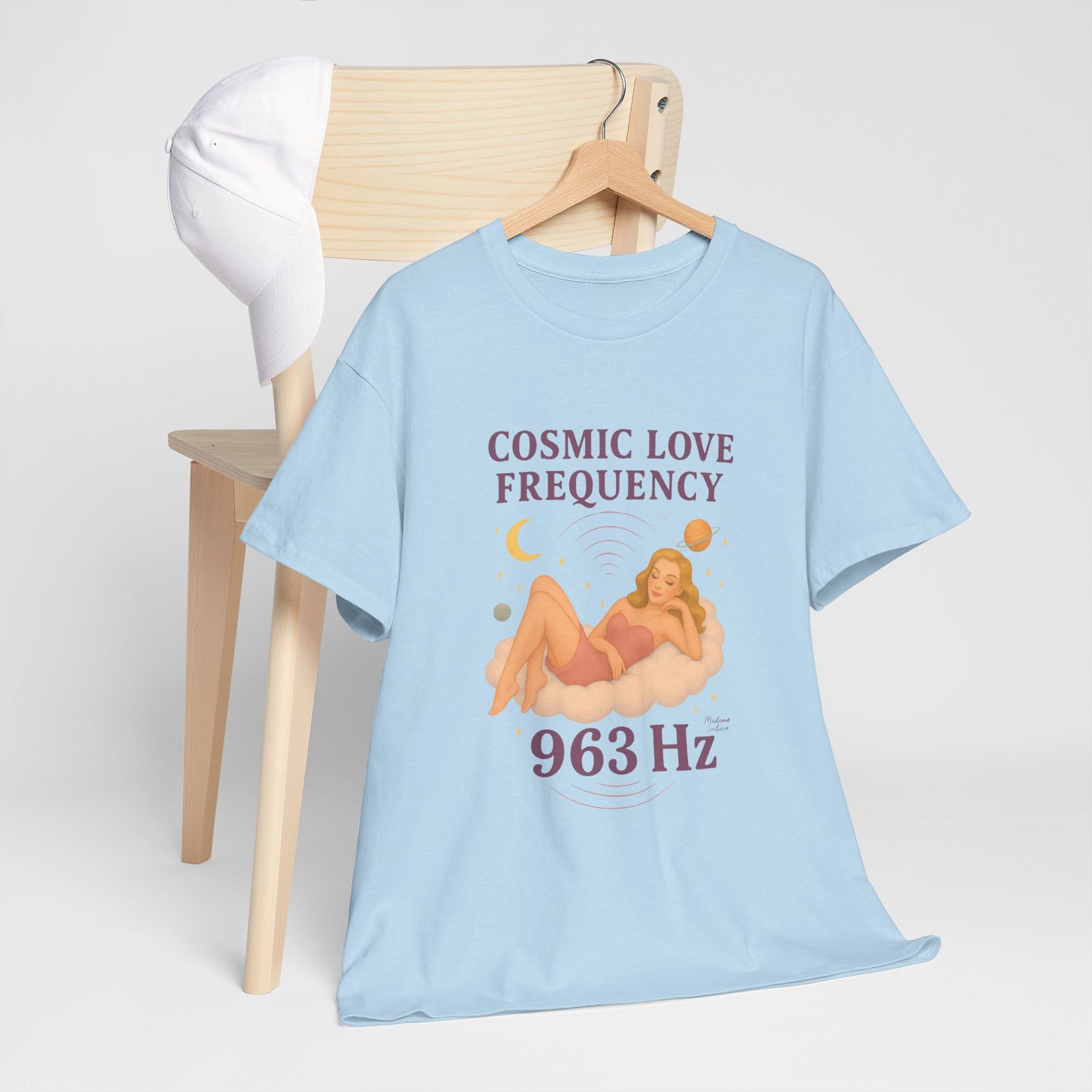 Cosmic Love Frequency 963 Hz Unisex T-Shirt – Retro Vintage Spiritual Graphic Tee, Angel Number Vibes, Feminine Pin Up Inspired Top - Madame Soulière
