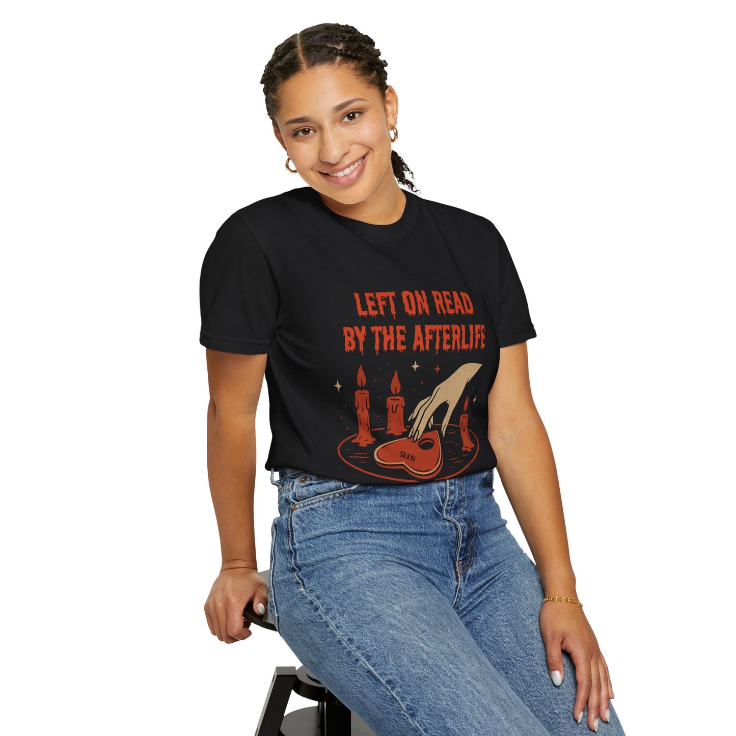 Halloween T-Shirt Unisex – Retro Vintage Design „Left on Read by the Afterlife“ - Madame Soulière