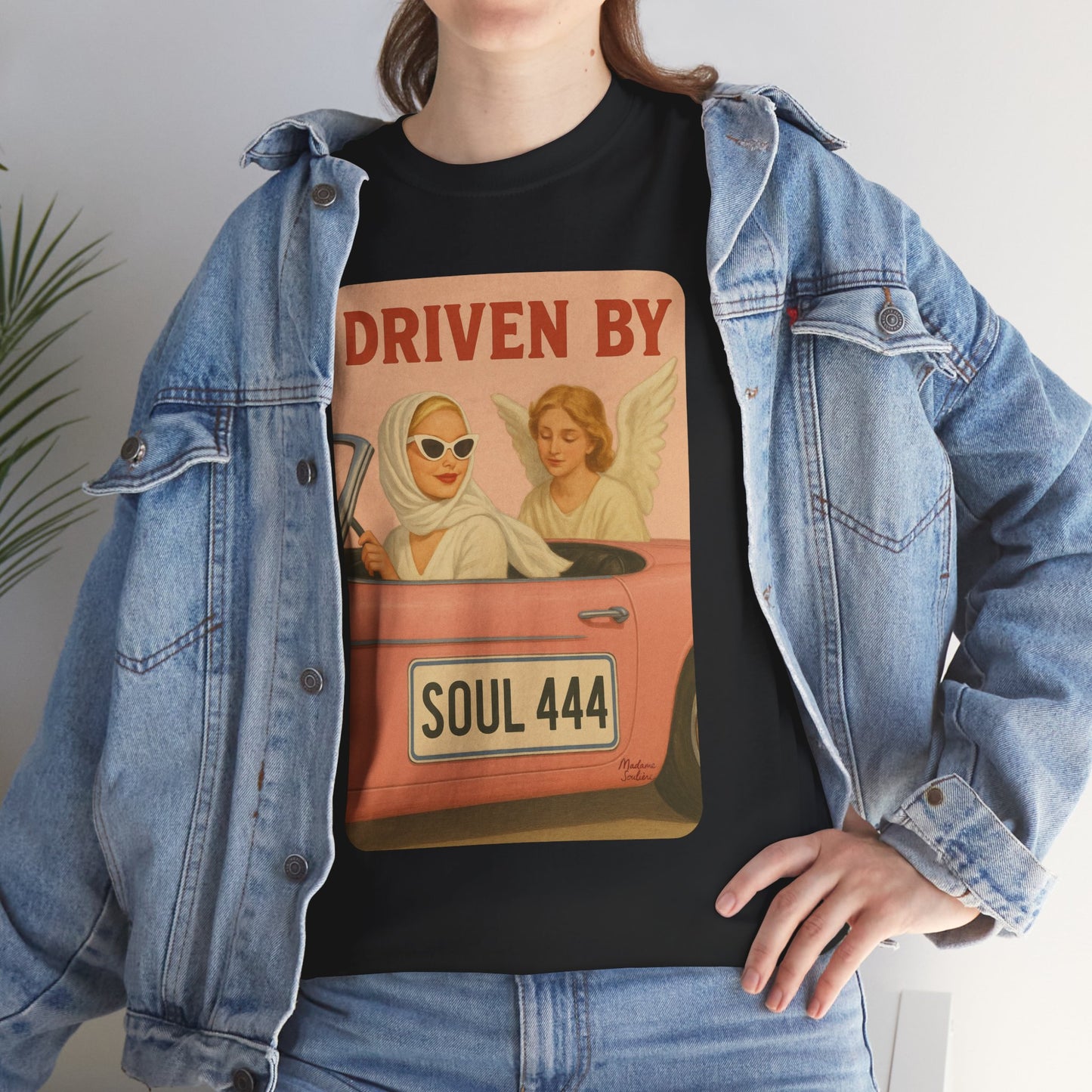 Driven by Soul 444 – Angel Number Retro Graphic Tee | Unisex Vintage Empowerment Shirt - Madame Soulière