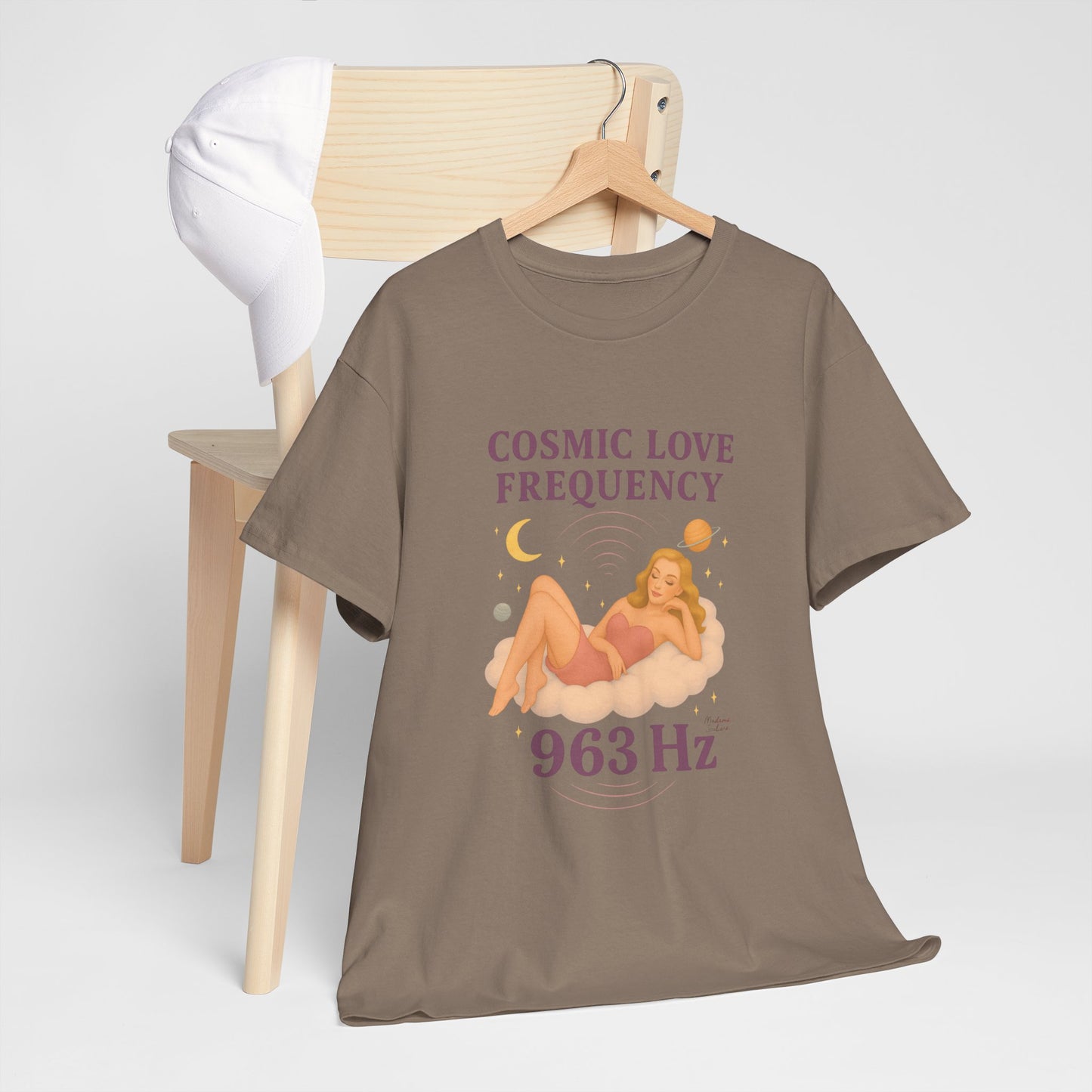 Cosmic Love Frequency 963 Hz Unisex T-Shirt – Retro Vintage Spiritual Graphic Tee, Angel Number Vibes, Feminine Pin Up Inspired Top - Madame Soulière