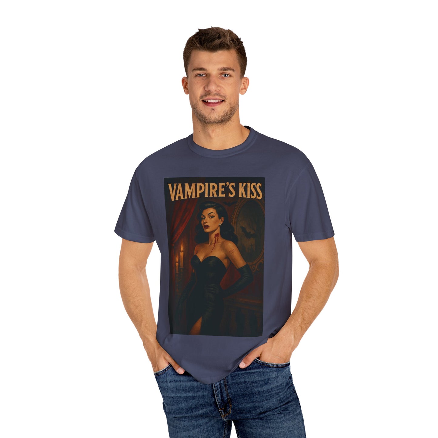 Vampire’s Kiss Halloween Unisex T-Shirt – Retro Vintage Vampire Graphic Tee, Spooky Horror Unisex Top, Gothic Scary Season Shirt - Madame Soulière