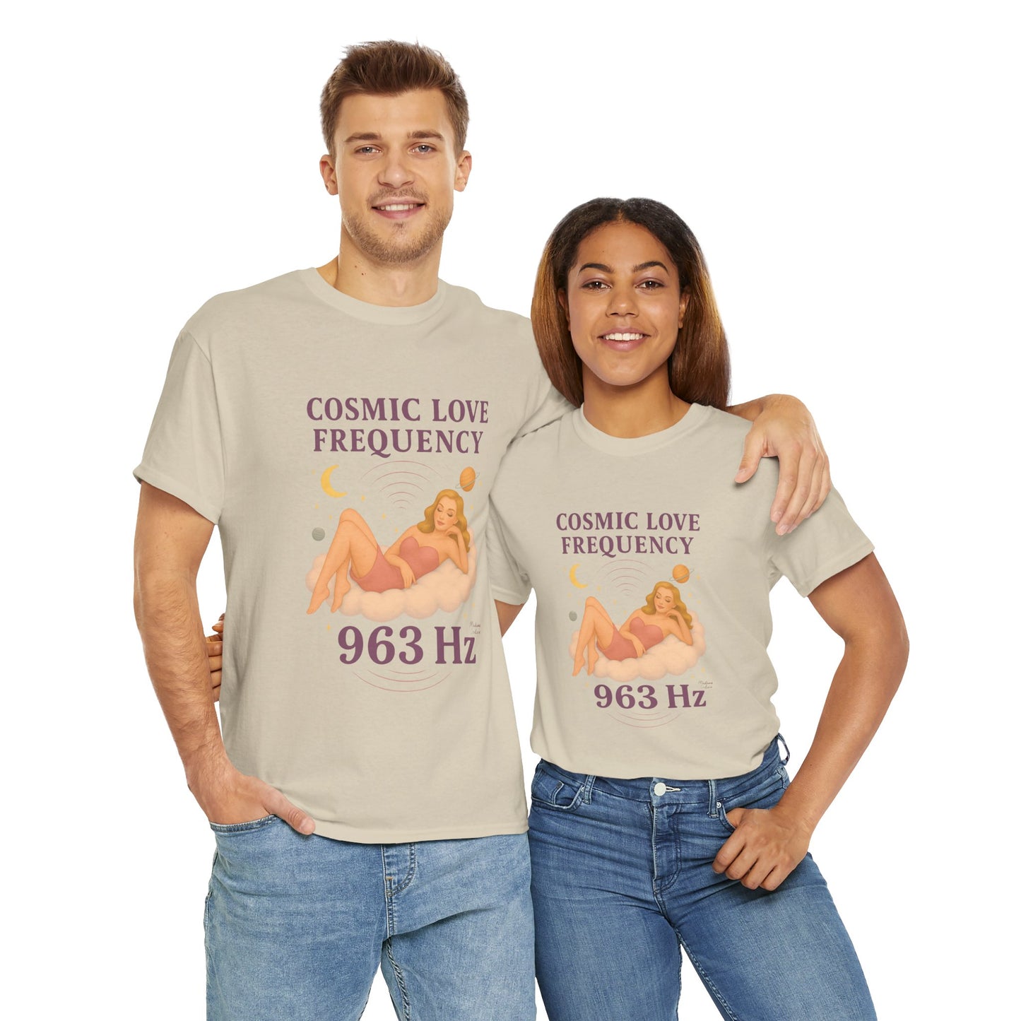Cosmic Love Frequency 963 Hz Unisex T-Shirt – Retro Vintage Spiritual Graphic Tee, Angel Number Vibes, Feminine Pin Up Inspired Top - Madame Soulière