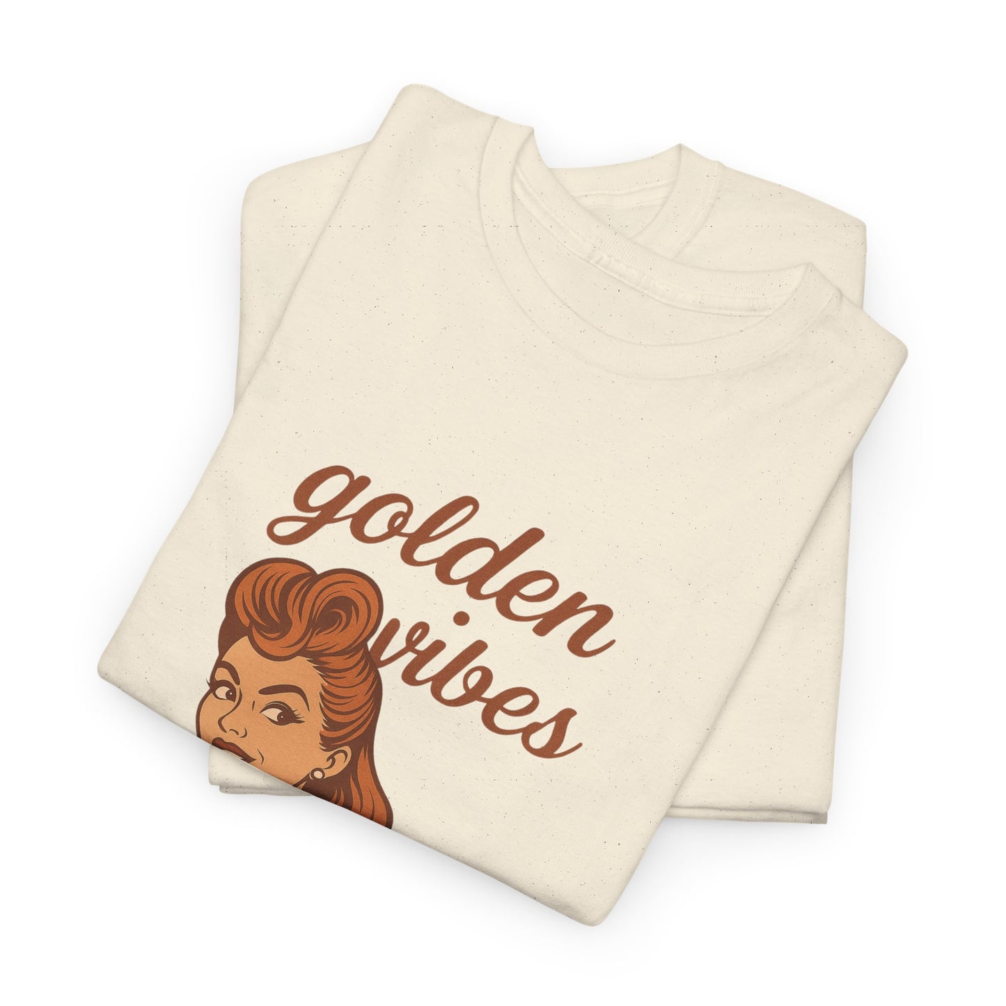 Golden Vibes – Retro Pin-Up Graphic Tee | Unisex Vintage Aesthetic T-Shirt - Madame Soulière