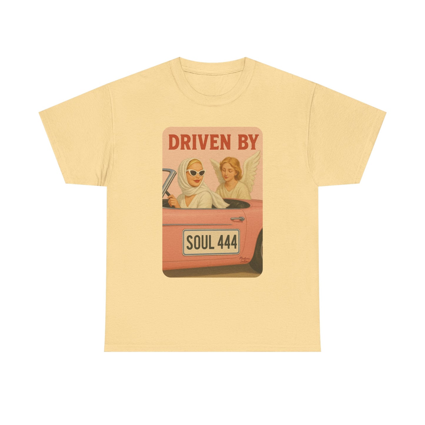 Driven by Soul 444 – Angel Number Retro Graphic Tee | Unisex Vintage Empowerment Shirt - Madame Soulière