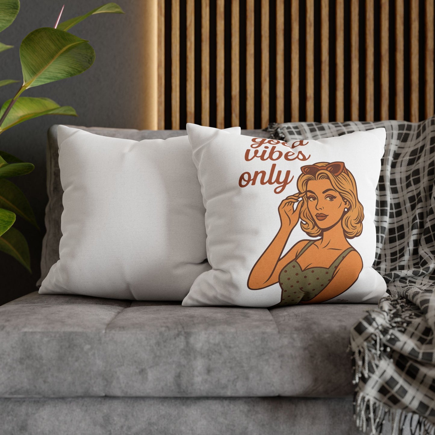 Good Vibes Only Starts Here - Retro Spiritual Pillow, Aesthetic Home Decor - Madame Soulière