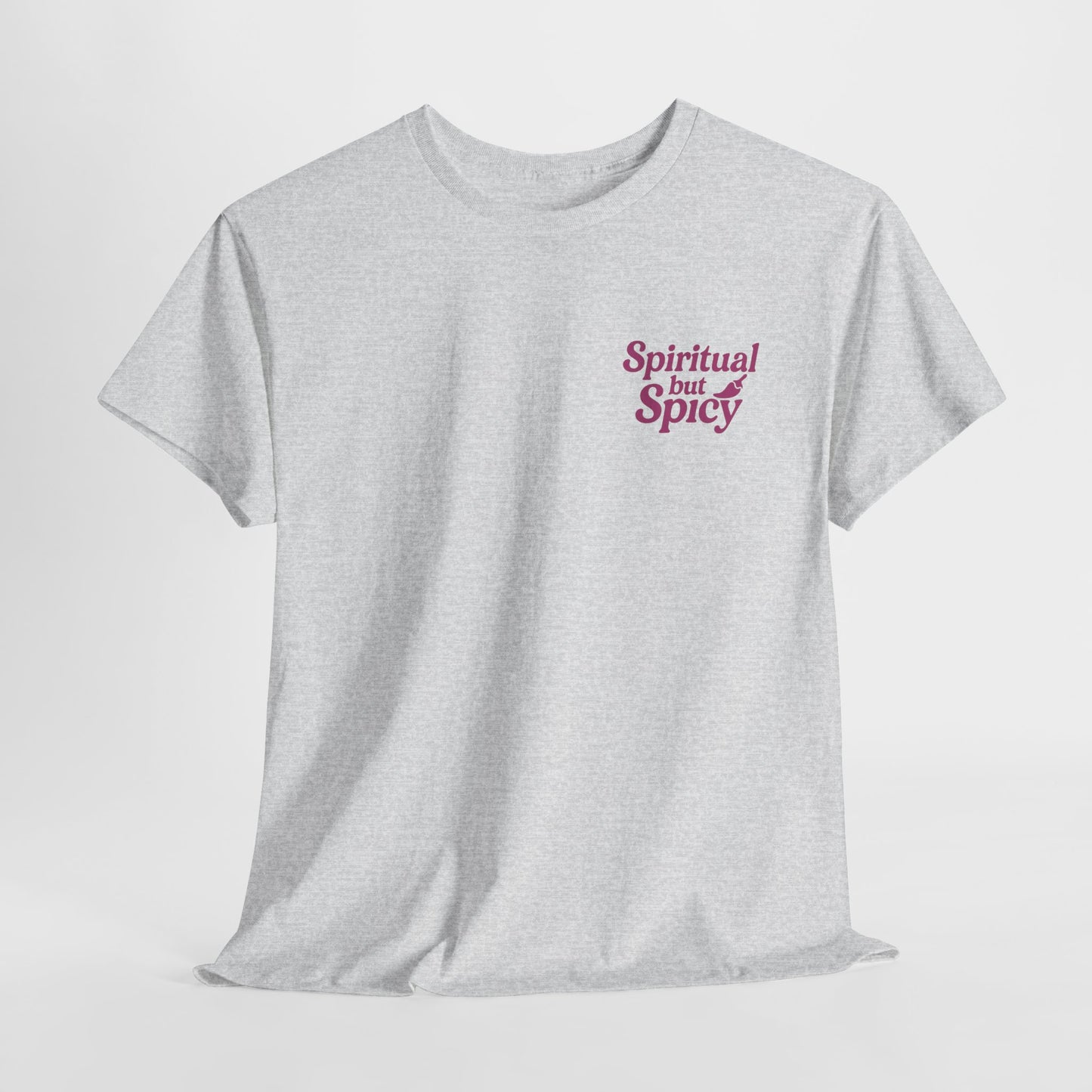 Spiritual but Spicy Unisex T-Shirt – Retro Mini Slogan Tee, Vintage Inspired Graphic Top, Feminine Statement Shirt - Madame Soulière