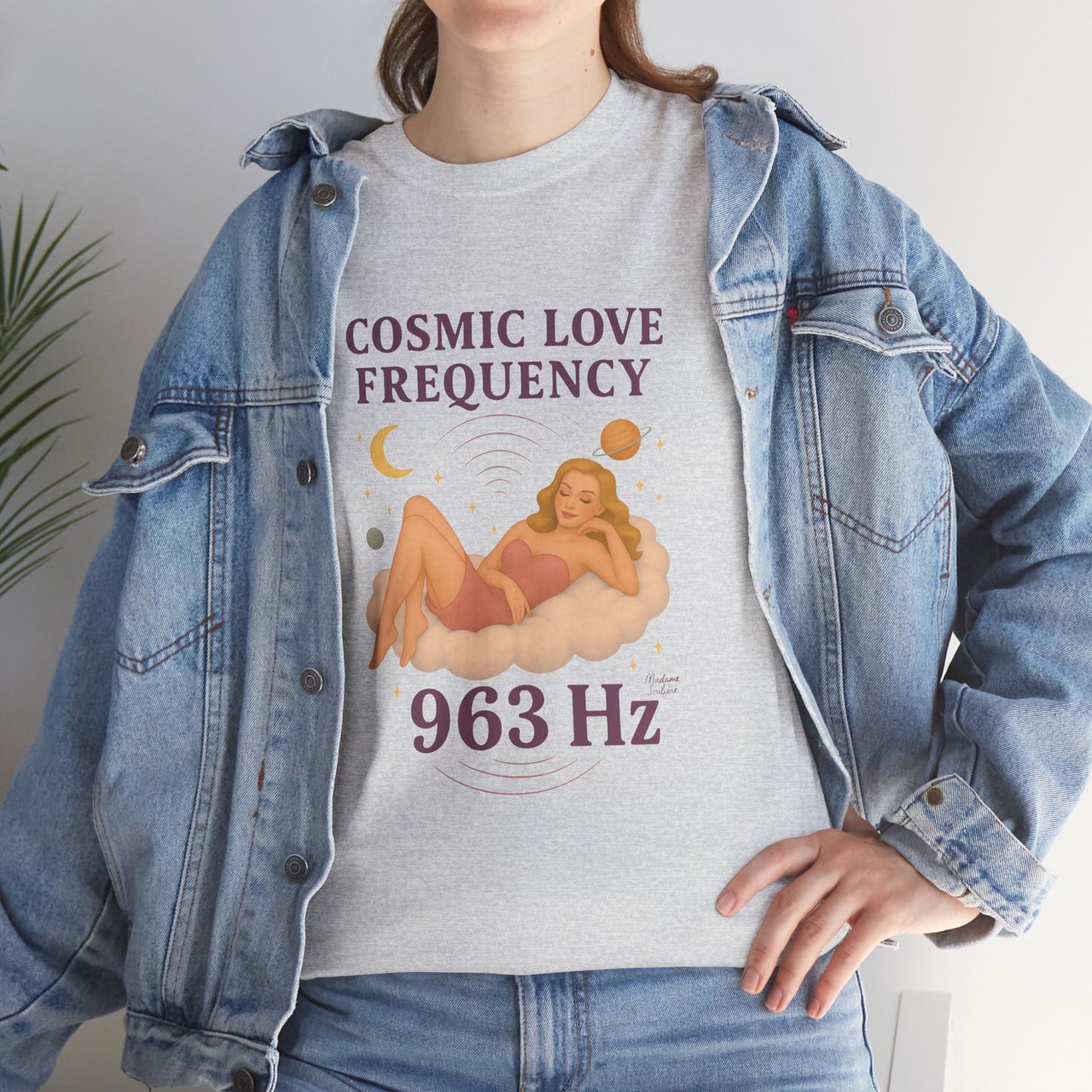 Cosmic Love Frequency 963 Hz Unisex T-Shirt – Retro Vintage Spiritual Graphic Tee, Angel Number Vibes, Feminine Pin Up Inspired Top - Madame Soulière